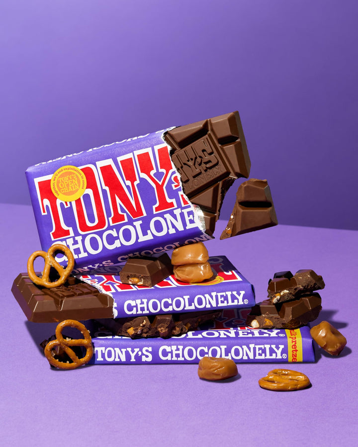 Tony's Chocolonely - Dark Milk Pretzel Toffee Chocolate Bar 180g