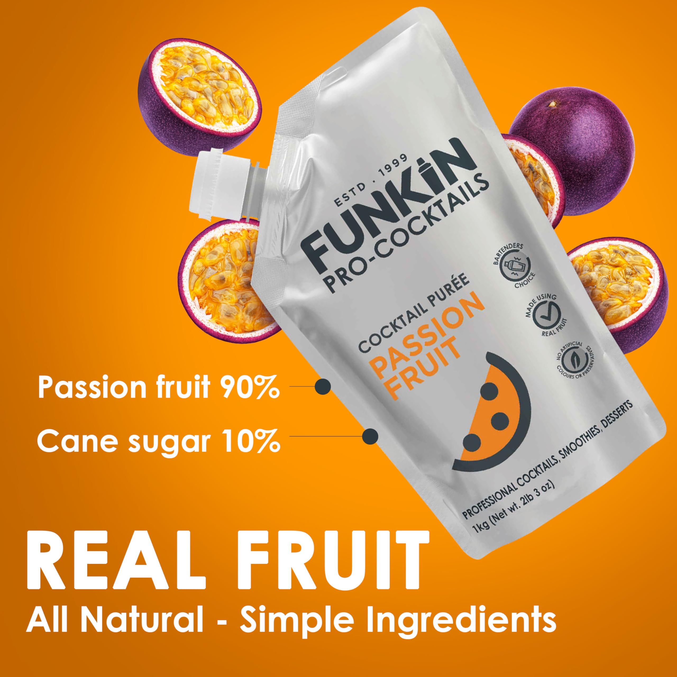 Funkin Passion Fruit Puree Cocktail Mixer 1kg | Made with Real Passionfruit | Natural Ingredients 6