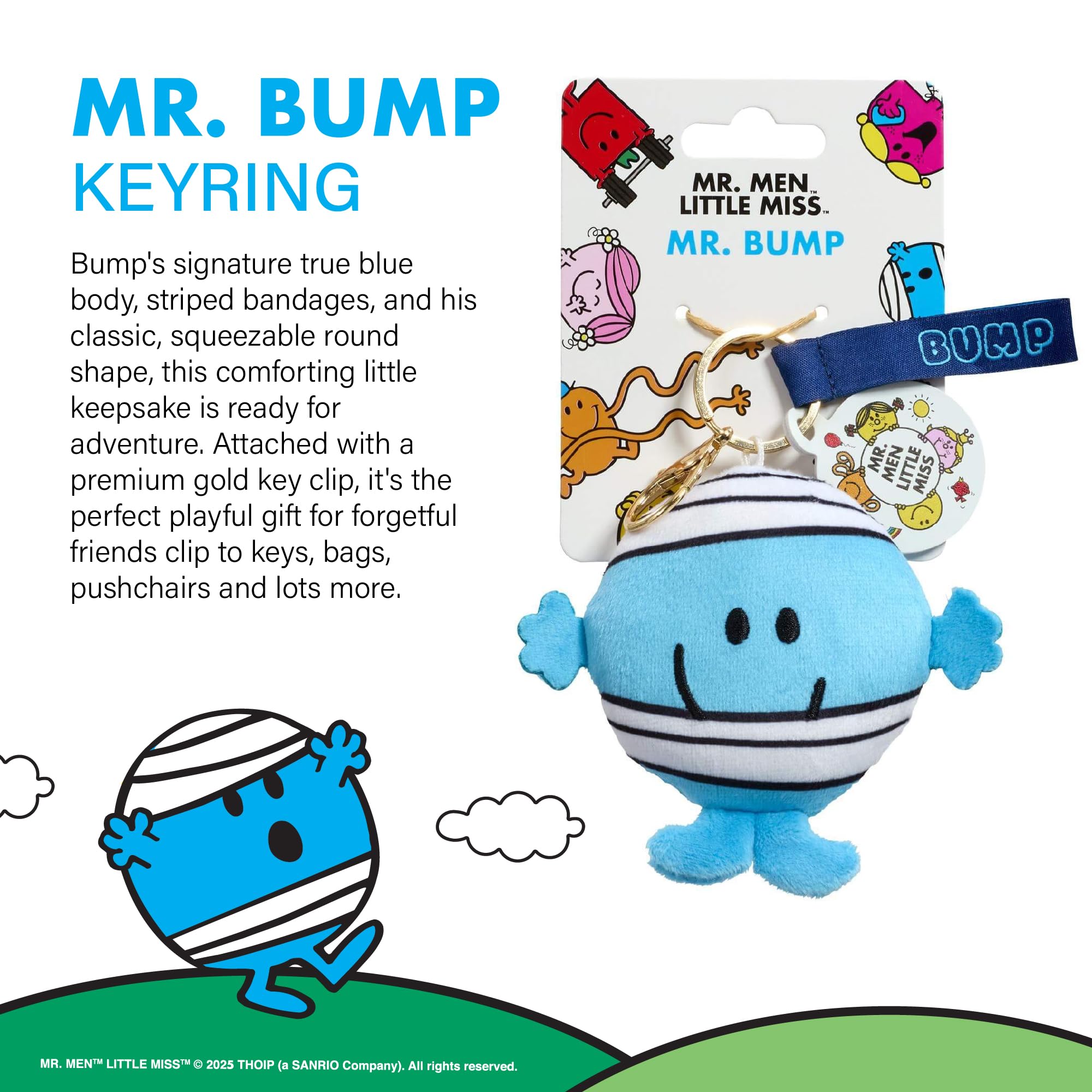 Rainbow Designs Mr Bump Plush Keyring - Soft Polyester | Gold-Tone Attachment | 110x35x160mm 2