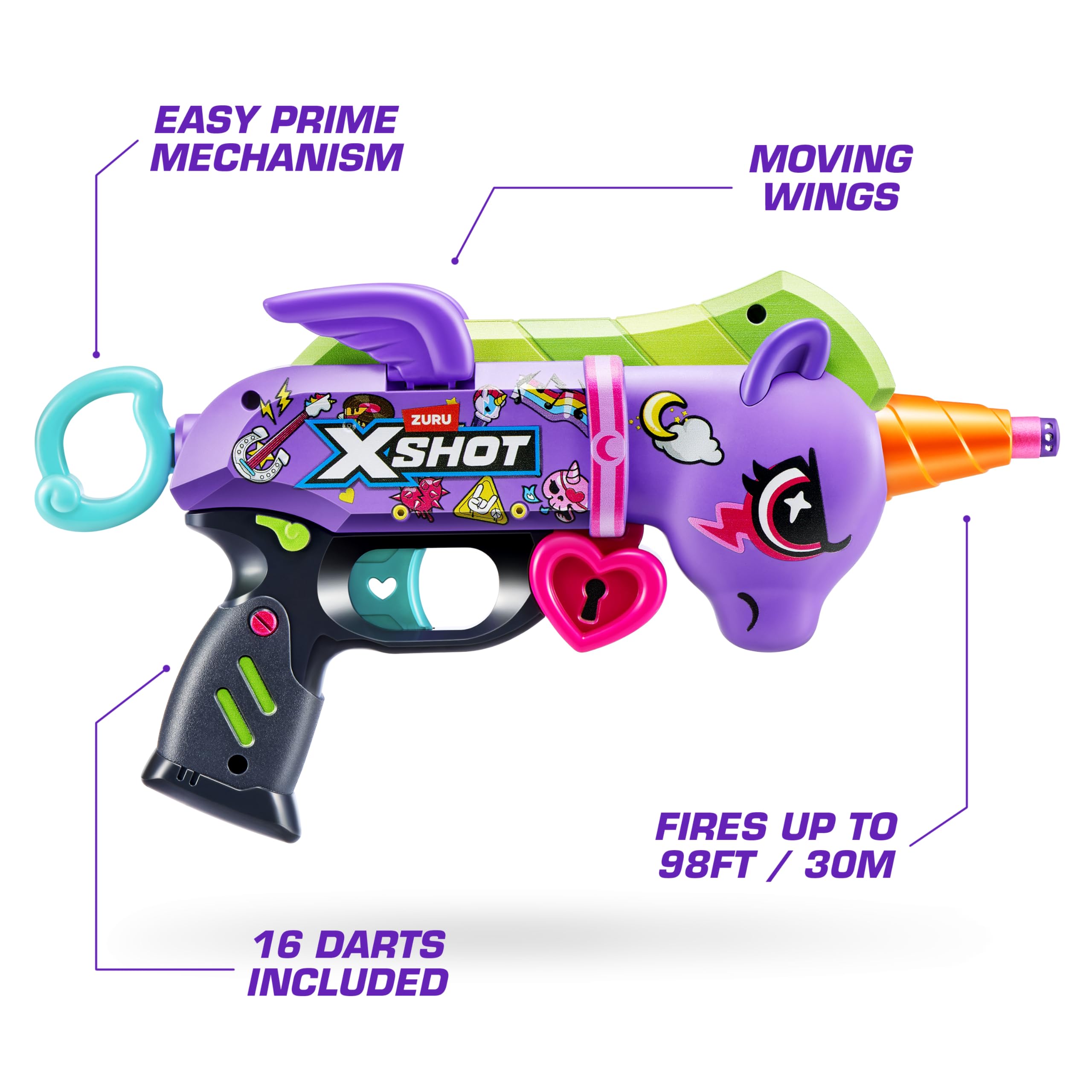 XSHOT Blastercorn 2-Pack - Unicorn Themed Dart Blasters | 98ft Range | Includes 32 Darts