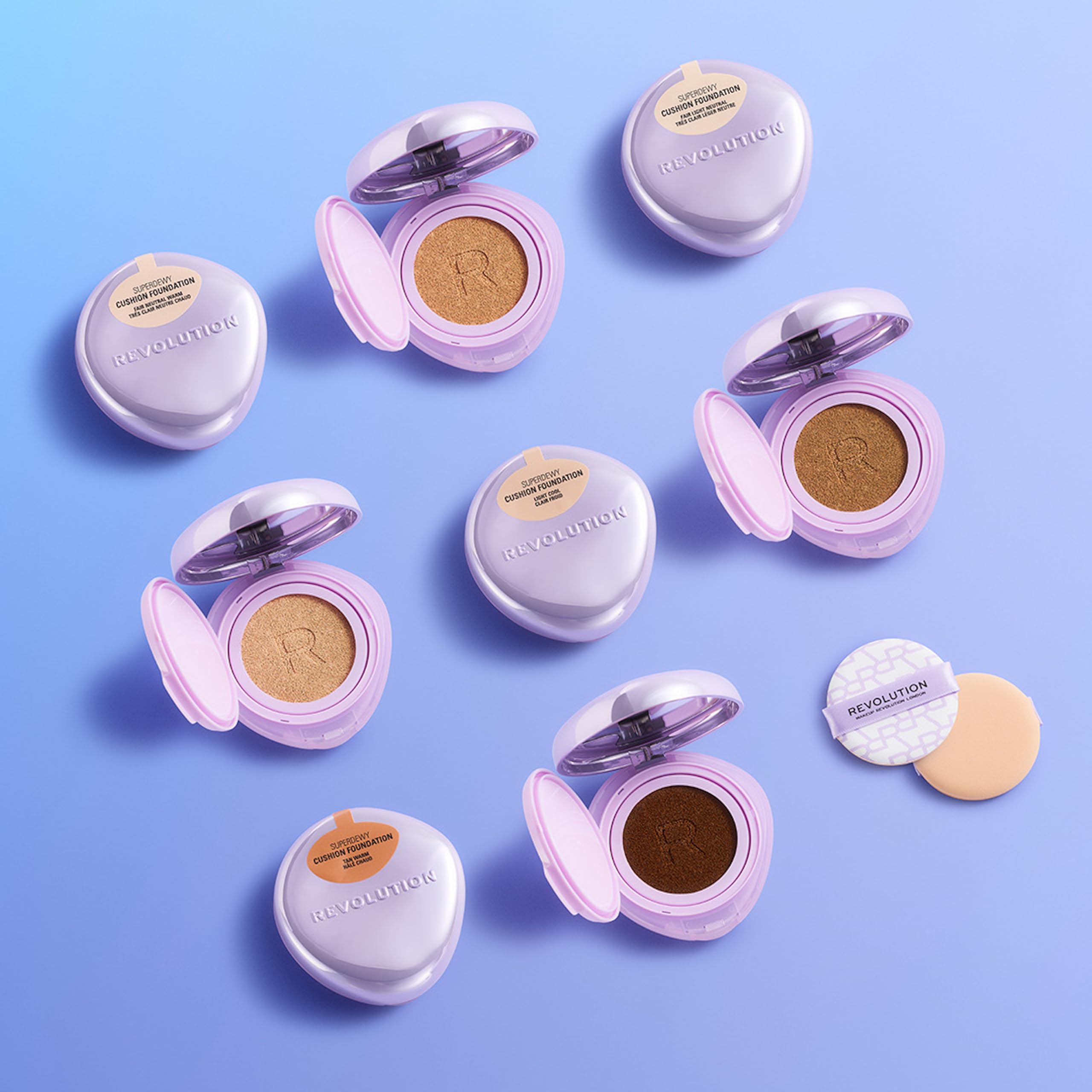 Revolution Beauty London Superdewy Cushion Foundation - Buildable Coverage, Hydrating, Fair Neutral Warm 5