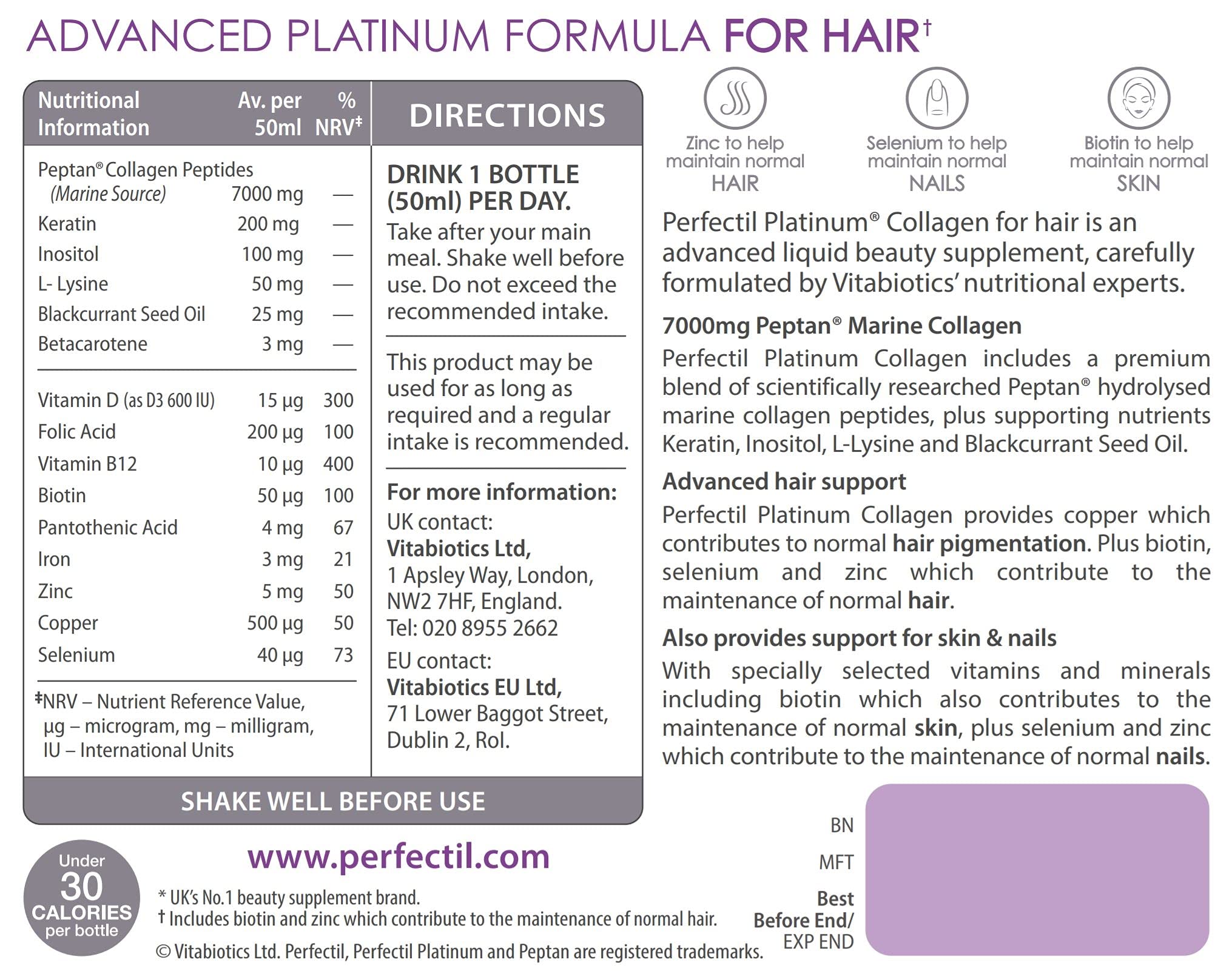 Perfectil Platinum Collagen Drink for Hair - 10 x 50 ml Vials 11