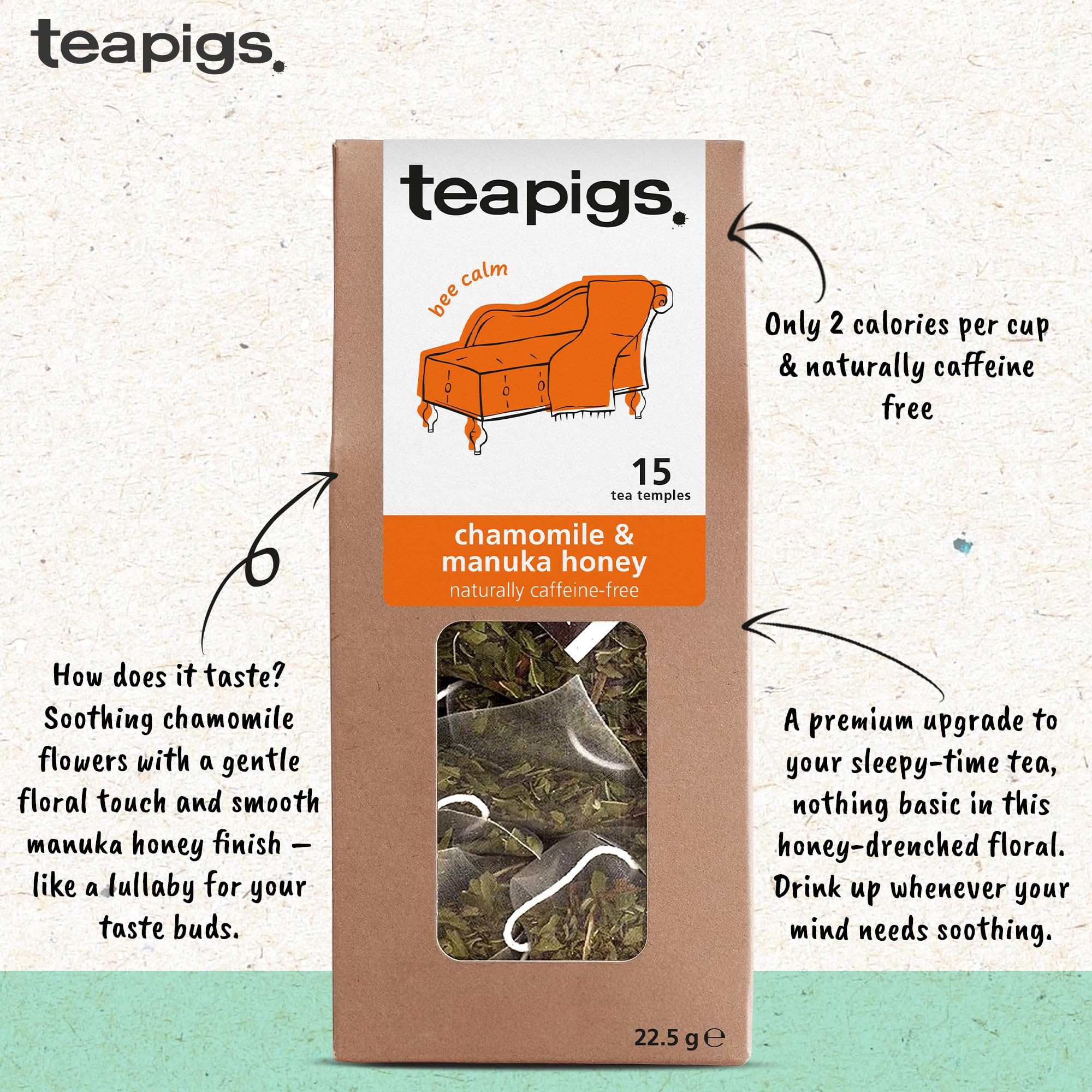 teapigs Chamomile & Manuka Honey Tea - Caffeine-Free Herbal Tea Bags 6