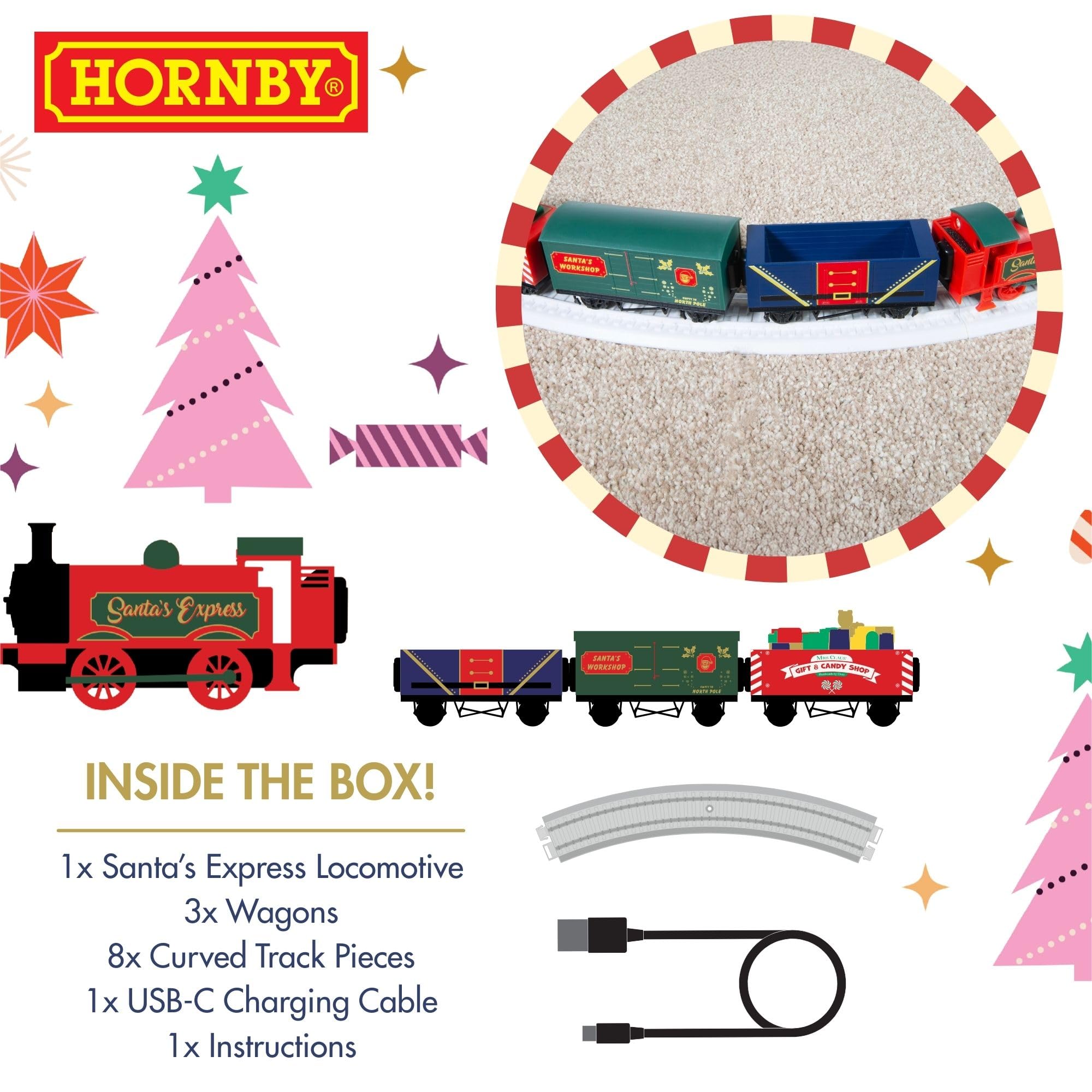 Hornby Santa's Express Christmas Train Set - Rechargeable Analogue OO Gauge 1:76 7