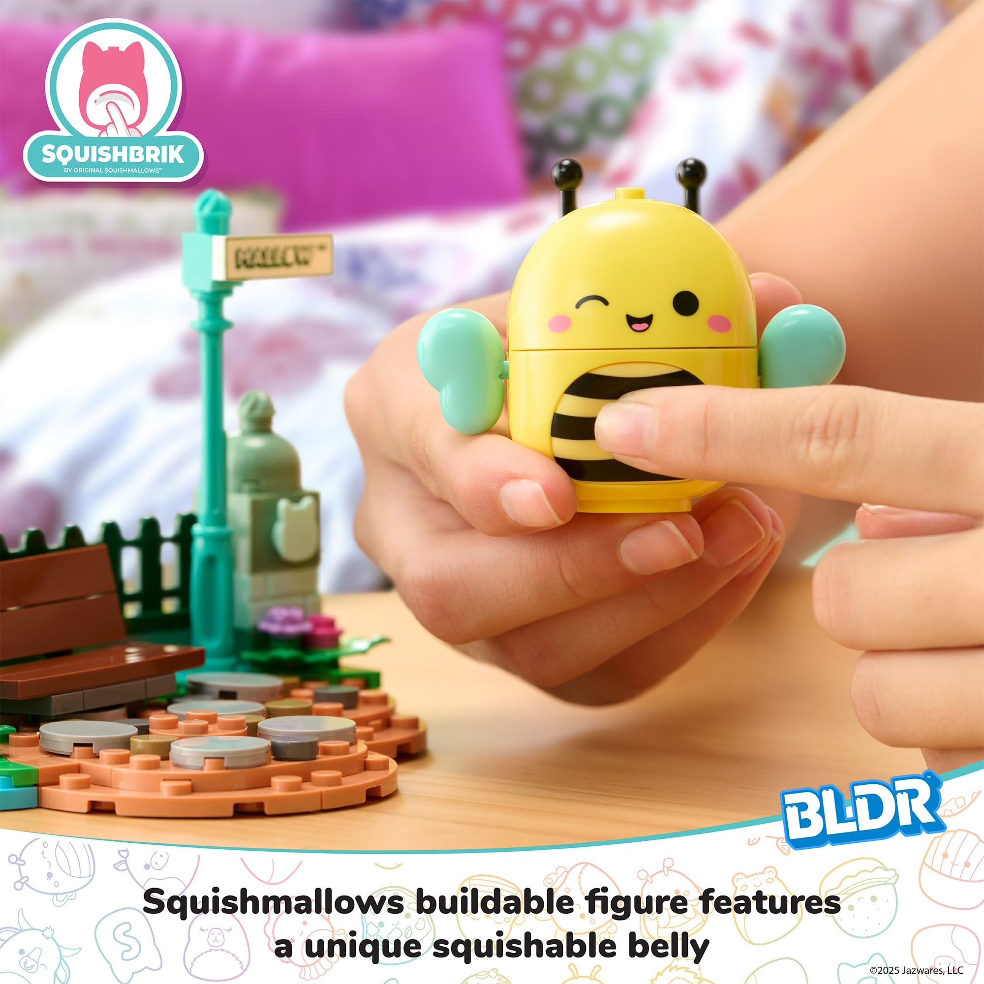 BLDR Squishmallows Sunny’s Park Life Building Set - 155-Piece Floral Playset with Sunny the Bee Figure 8