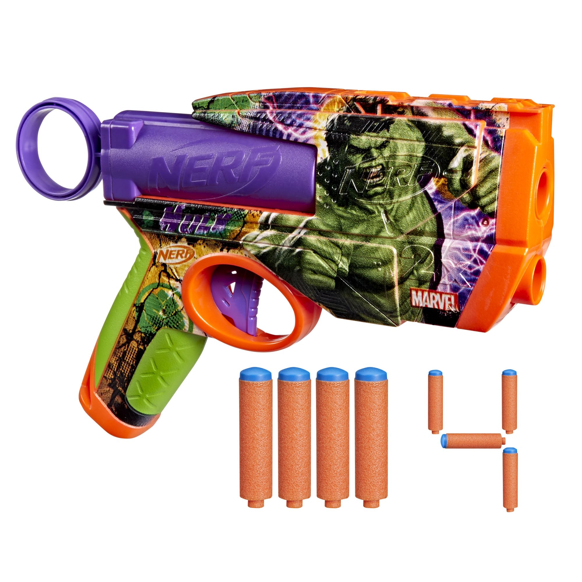 Nerf Marvel Hulk Dart Blaster with 2-Dart Capacity, Pull-Back Priming | Ages 8+
