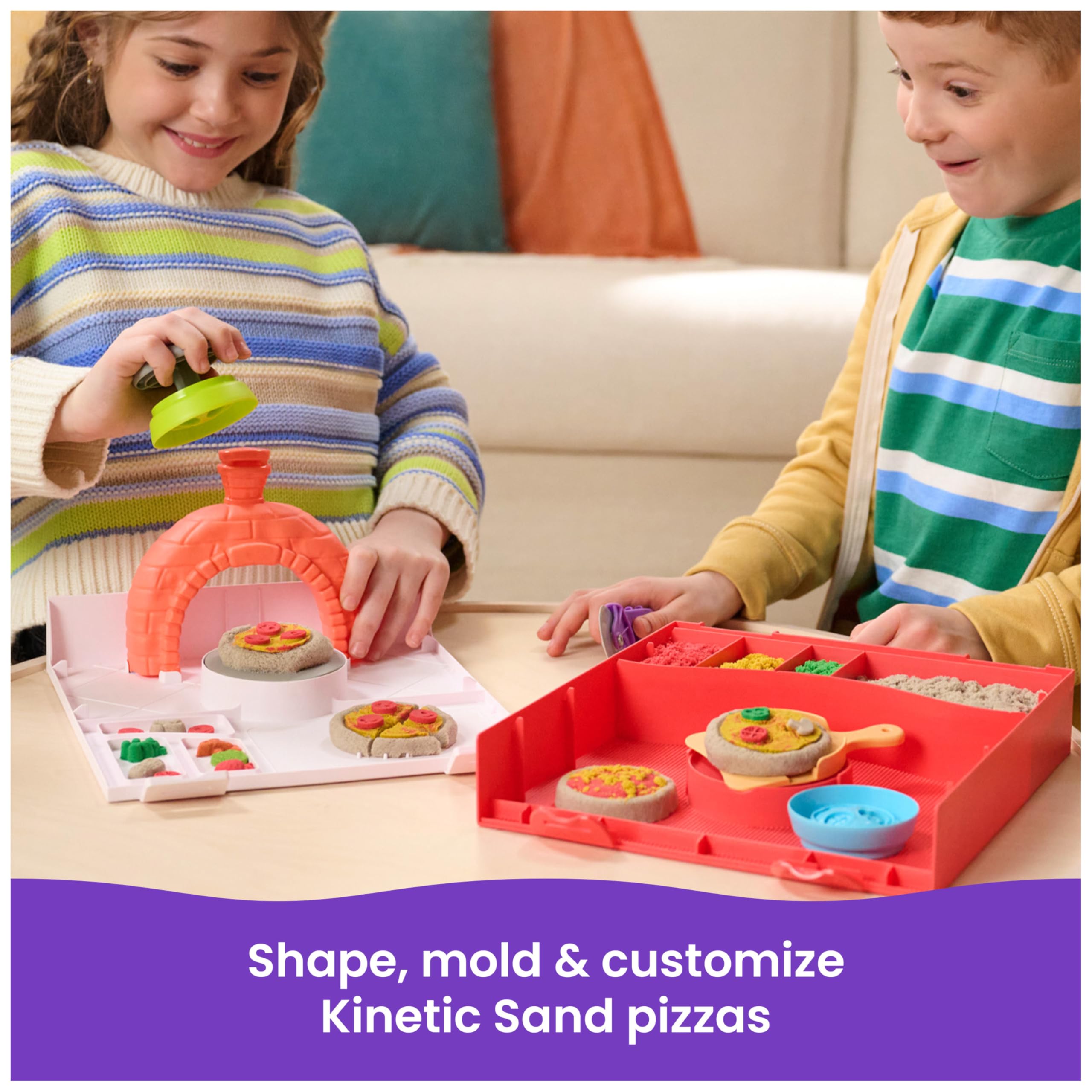 Kinetic Sand SquishPizza Rising Pizza Playset with 452g Play Sand and 5 Tools | Ages 5+