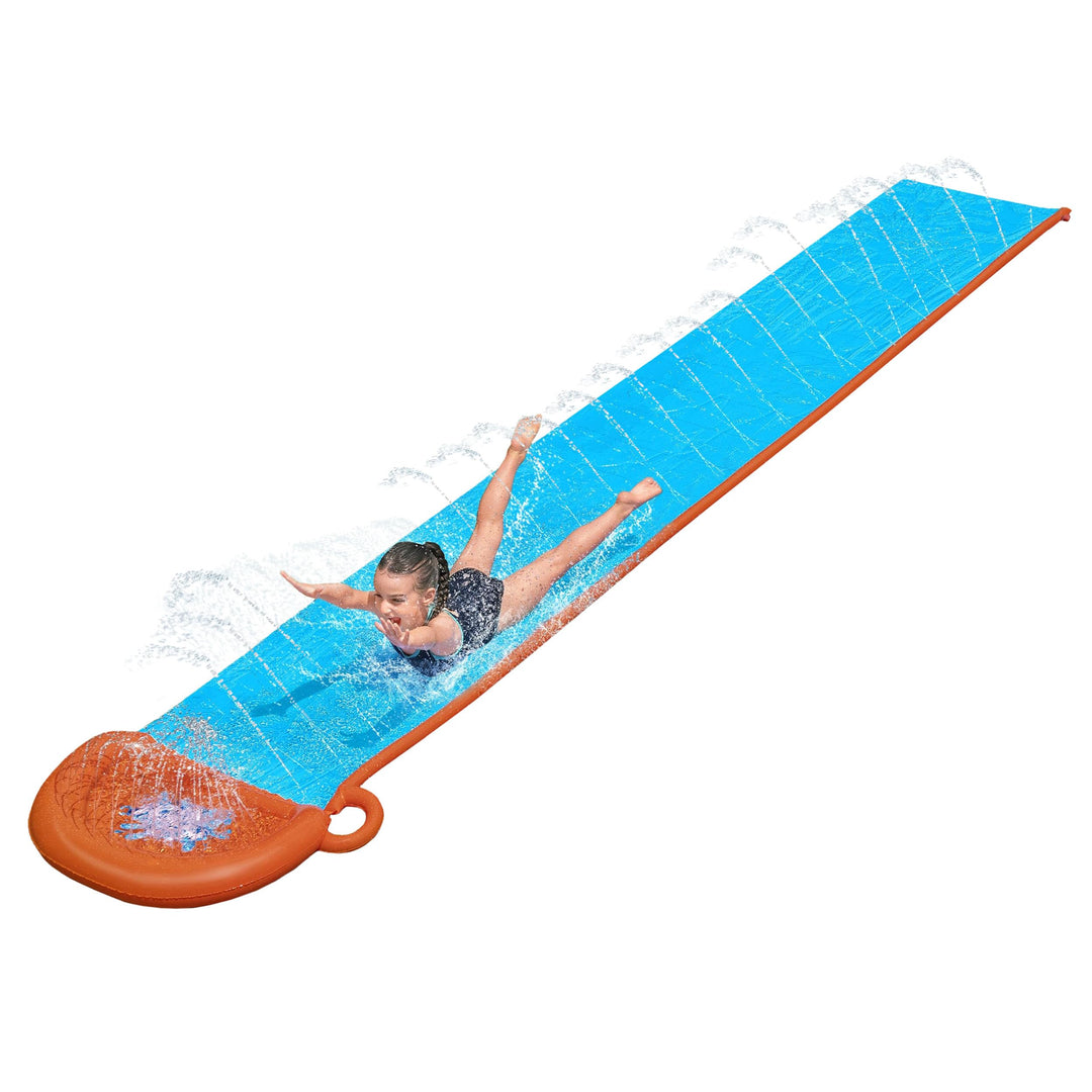 Bestway H20GO Single Water Slide - 4.88m Inflatable Slip and Slide with Built-In Sprinklers for Kids 3+