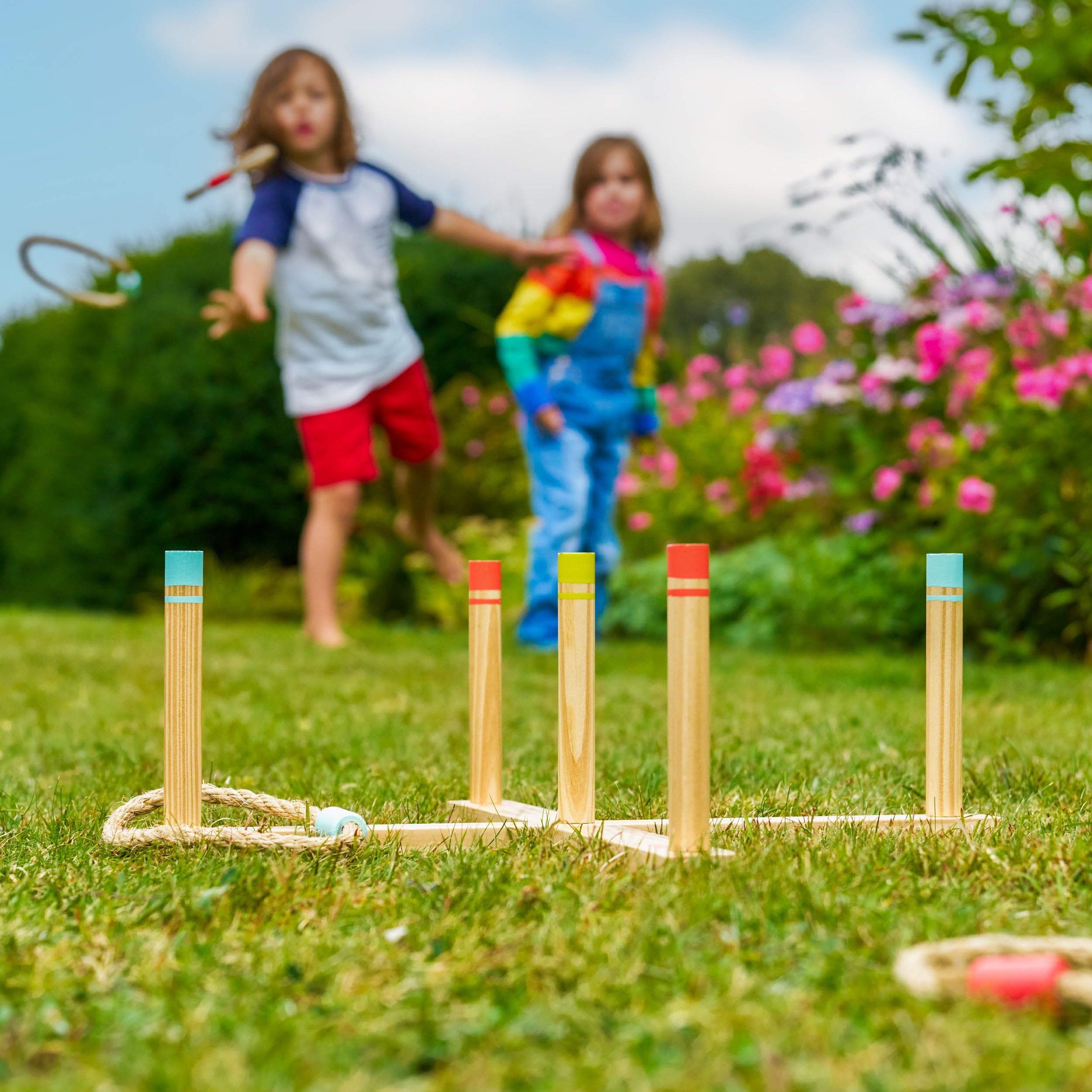 TP Toys Wooden Ring Toss Game - FSC Certified Outdoor Fun for Kids Ages 3+ | 2-4 Players 2