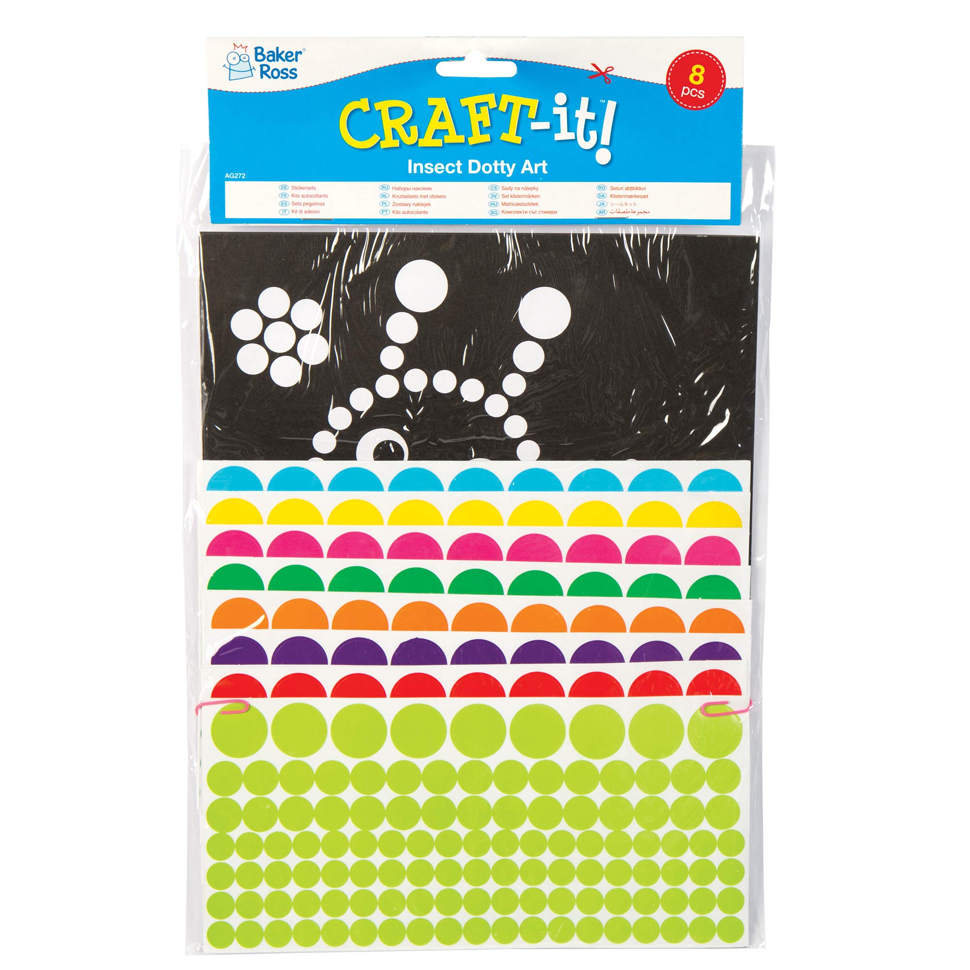 Baker Ross Insect Dotty Sticker Art Kit - 8 Assorted Bug Designs, 21 x 28 cm 4