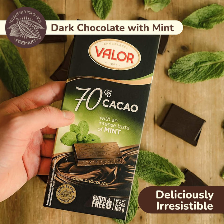 Valor - Dark Chocolate Bar 70% Cocoa with Mint (100g)