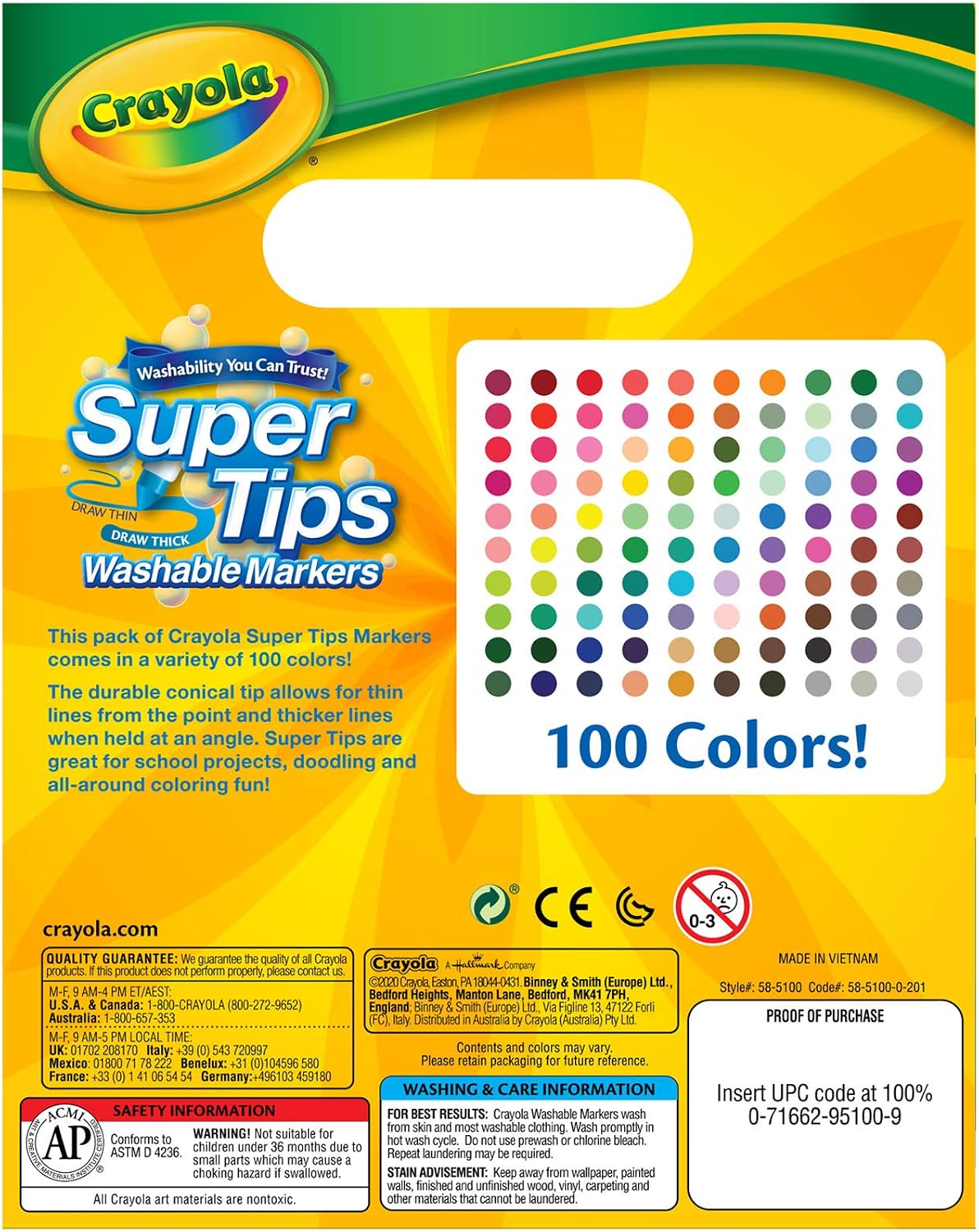 Crayola Super Tips Washable Markers (Pack of 100, Multi-Colour) 14
