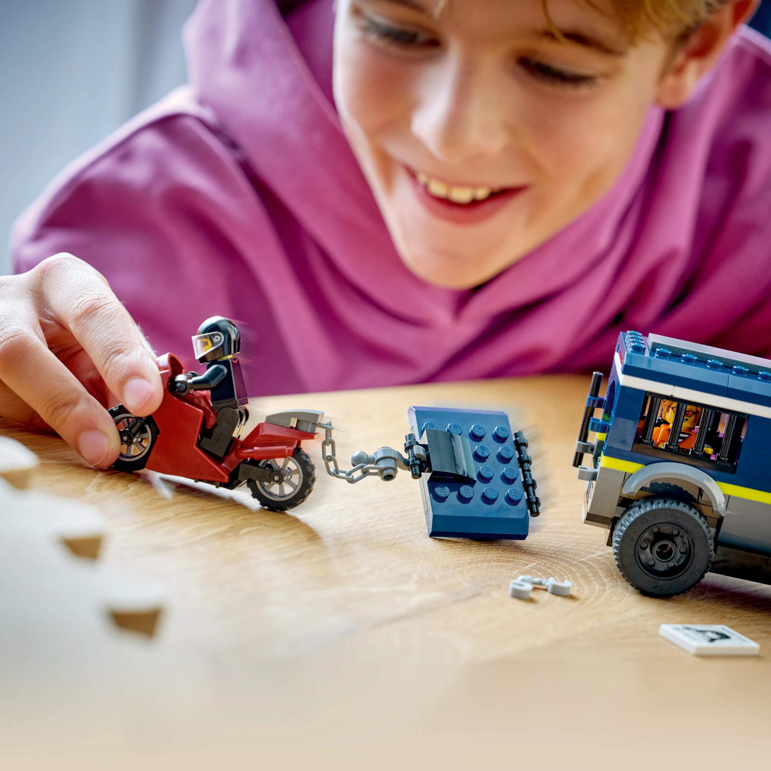 LEGO City Police Prisoner Transport Van Toy Set 60479 with Motorbike for Ages 6+ 2