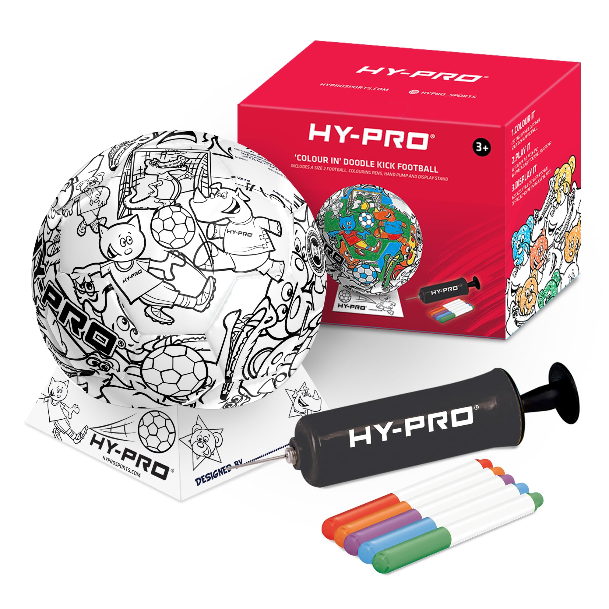 Hy-Pro Doodlekick Colour In Football with Pump - Size 2 Creative Soccer Ball 1