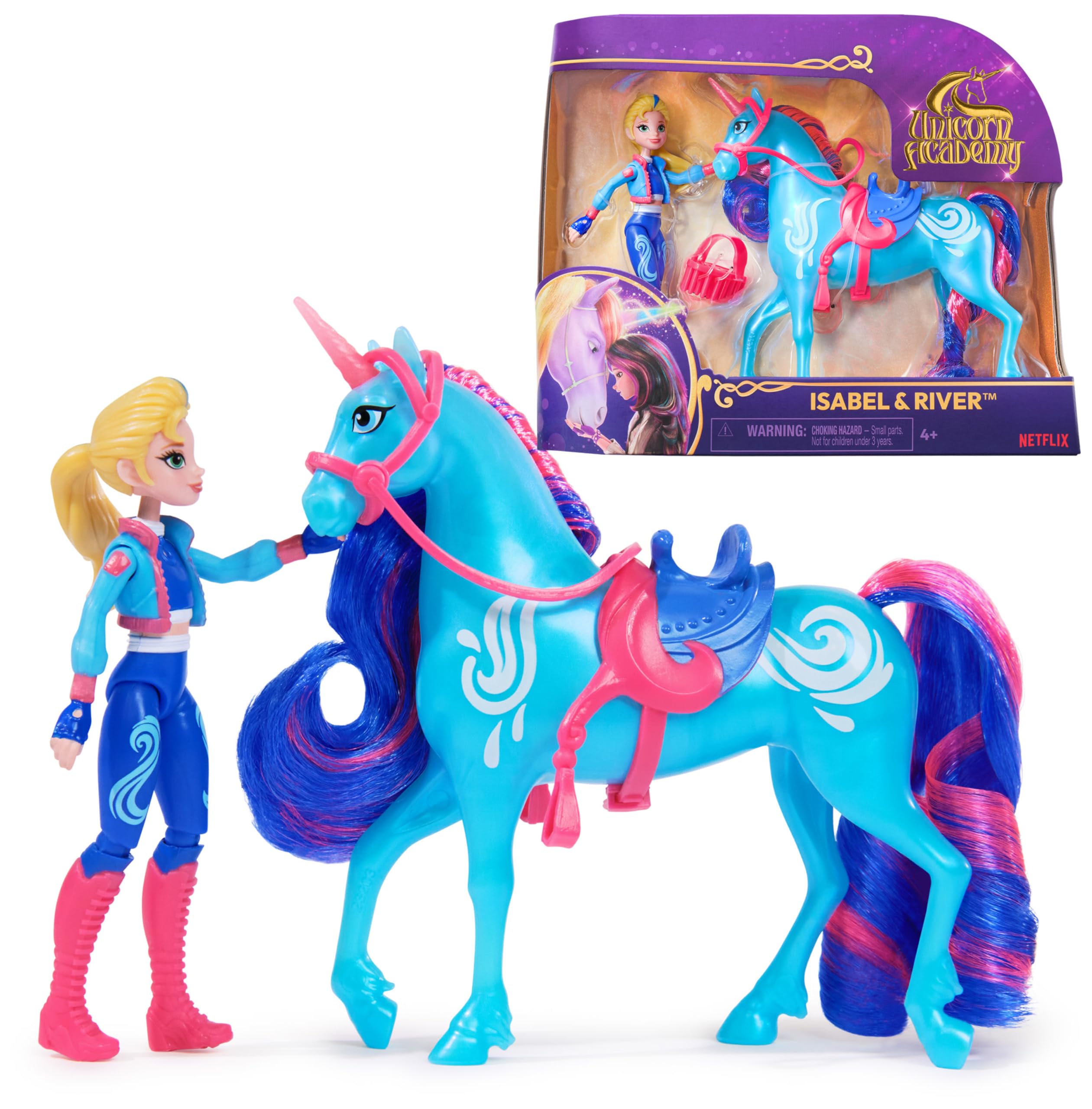 Unicorn Academy Isabel & River Playset with 2 Riding Accessories and Hair Styling Tool | Ages 4+ 1