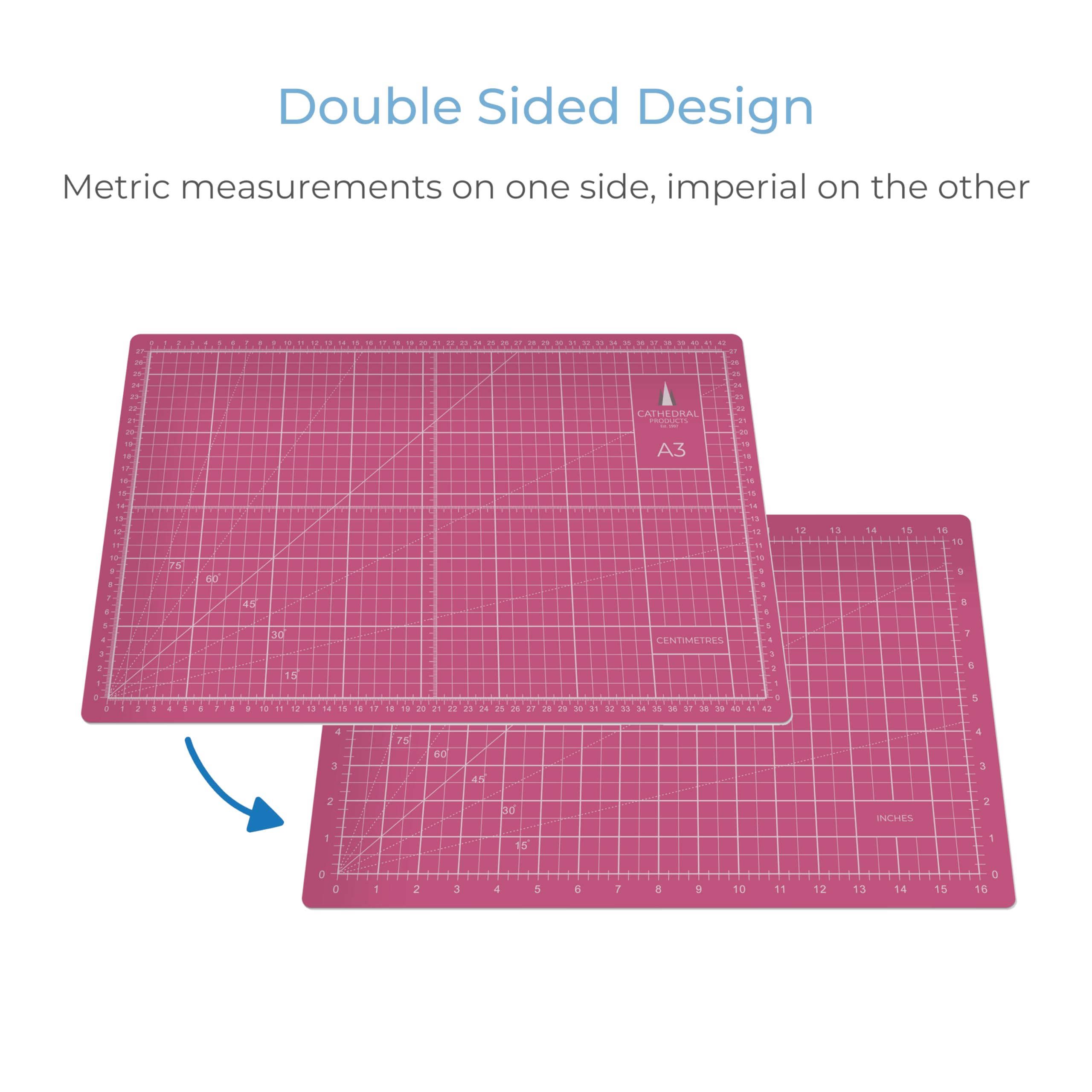 Cathedral Products A3 Double-Sided Self-Healing Cutting Mat | 3mm Thick | Pink