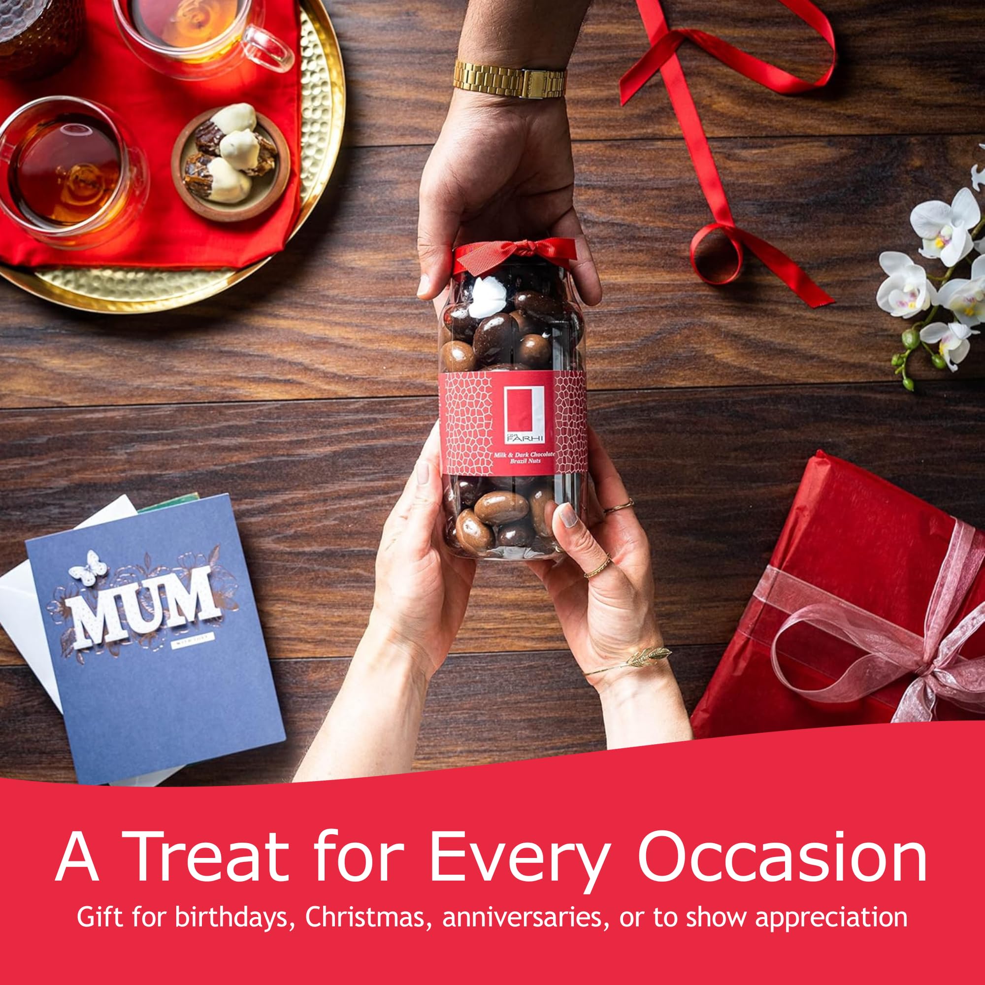 Rita Farhi - Milk & Dark Chocolate Covered Brazil Nuts Luxury Gift Jar 740g 5