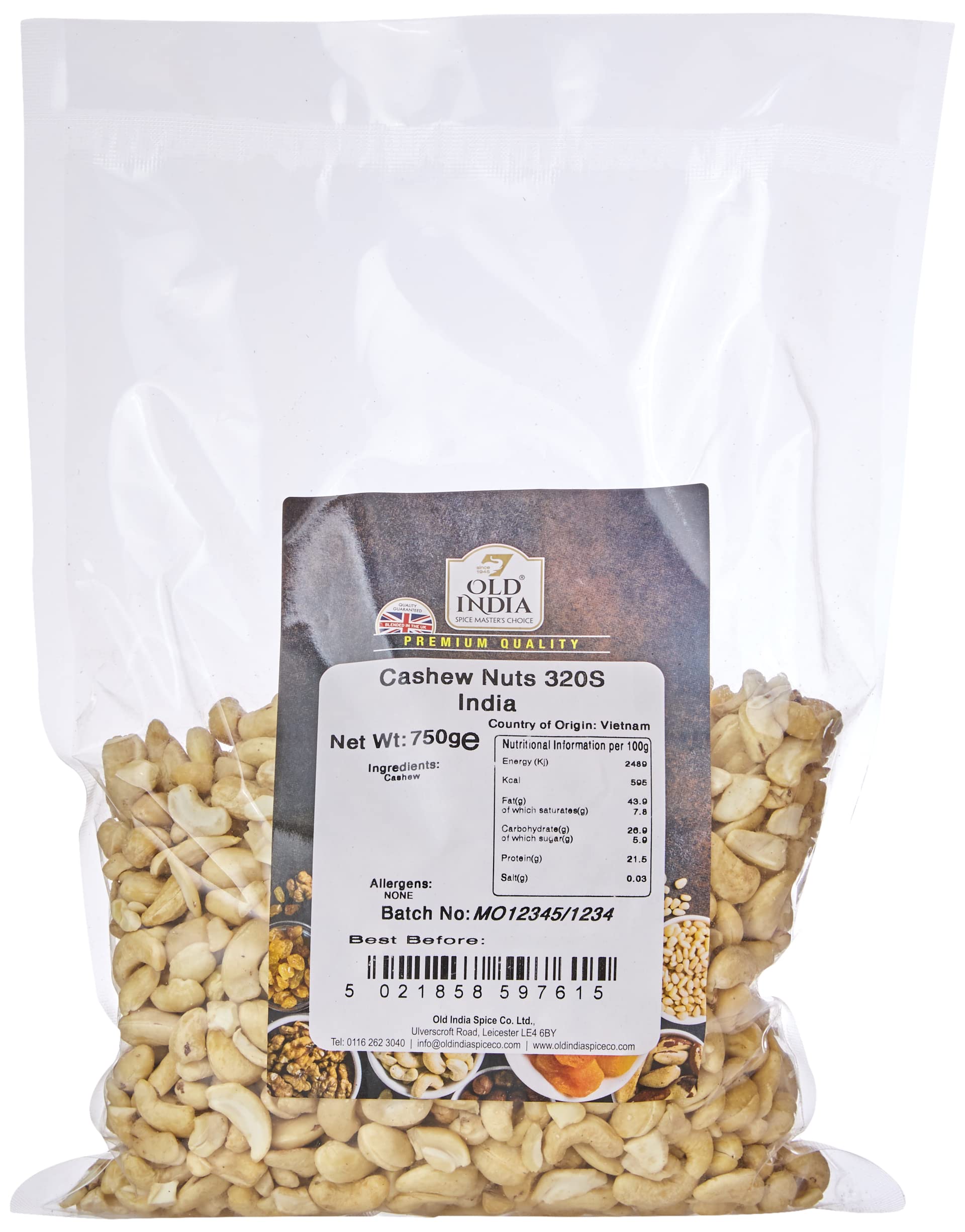 Old India Whole Cashew Nuts - 750g Pack