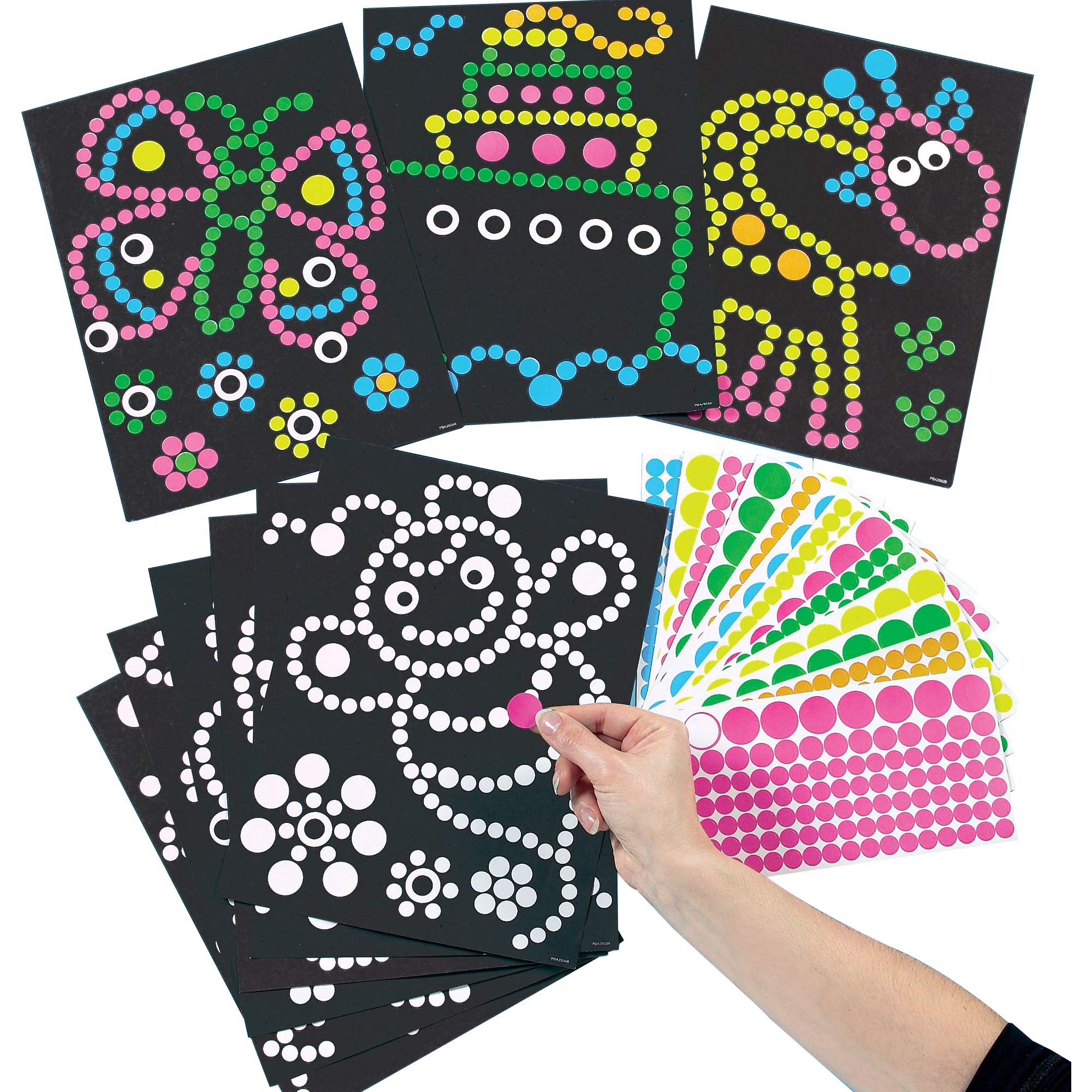 Baker Ross ET113 Dotty Sticker Art Pack of 8 for Kids Crafting | Assorted Designs | Vinyl Stickers 1
