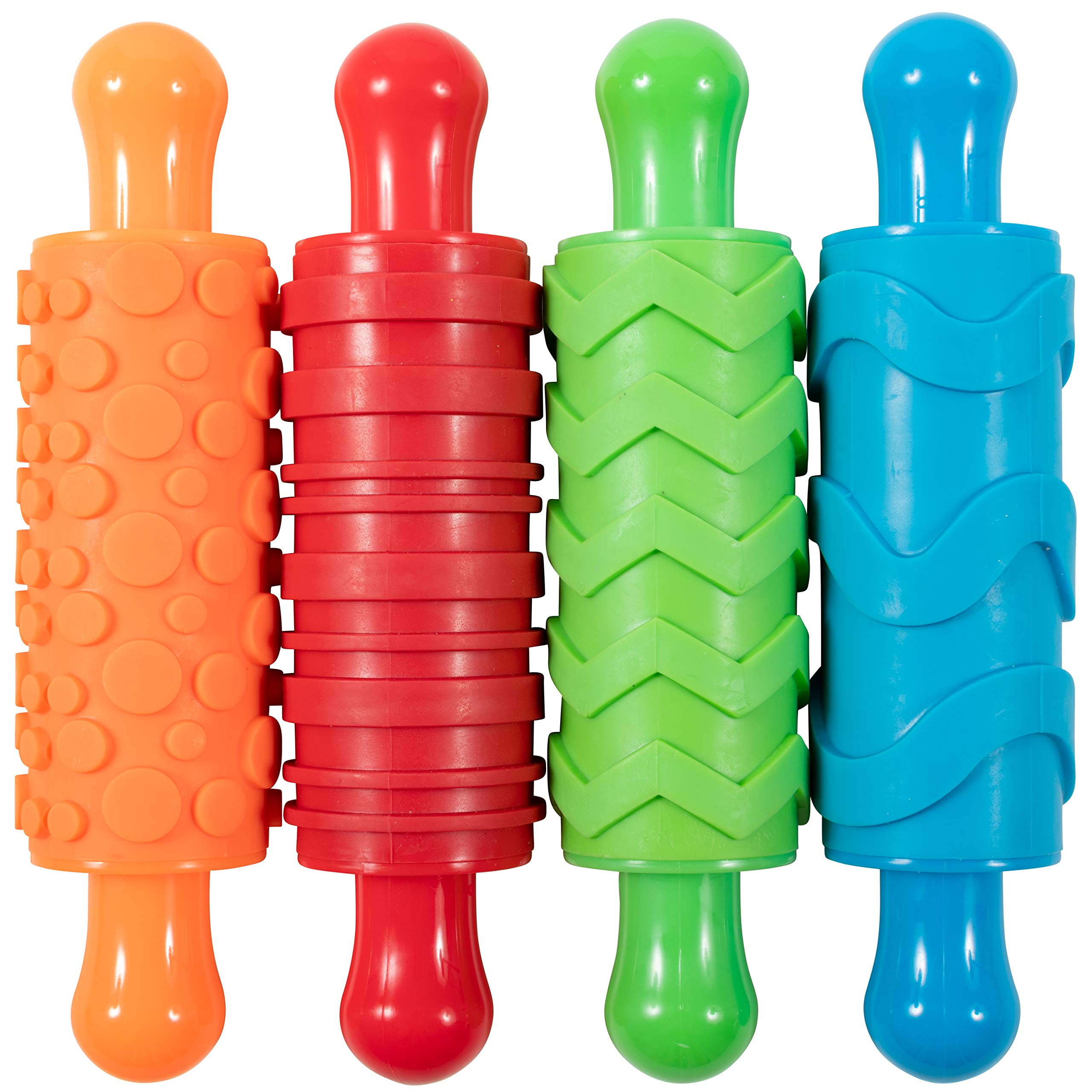 READY 2 LEARN Paint and Clay Texture Rollers - Set of 4 | Textured Dough Rolling Pins for Kids Ages 3+