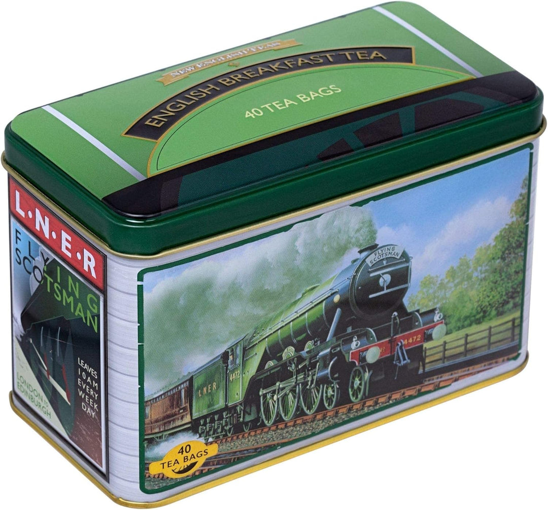 New English Teas Flying Scotsman Tea Caddy - 40 English Breakfast Teabags