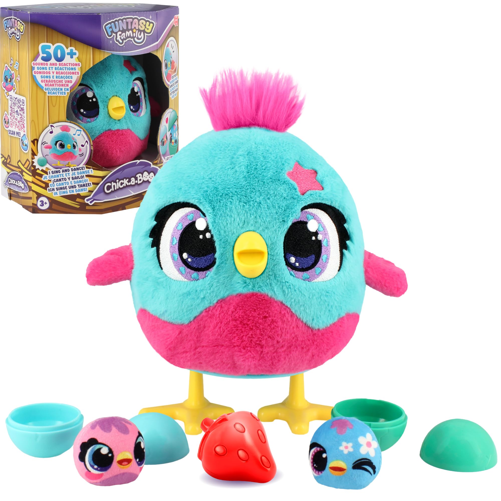 Funtasy Family Chick-A-Boo Interactive Plush Toy - Dances, Sings, Lays Eggs | Ages 3+