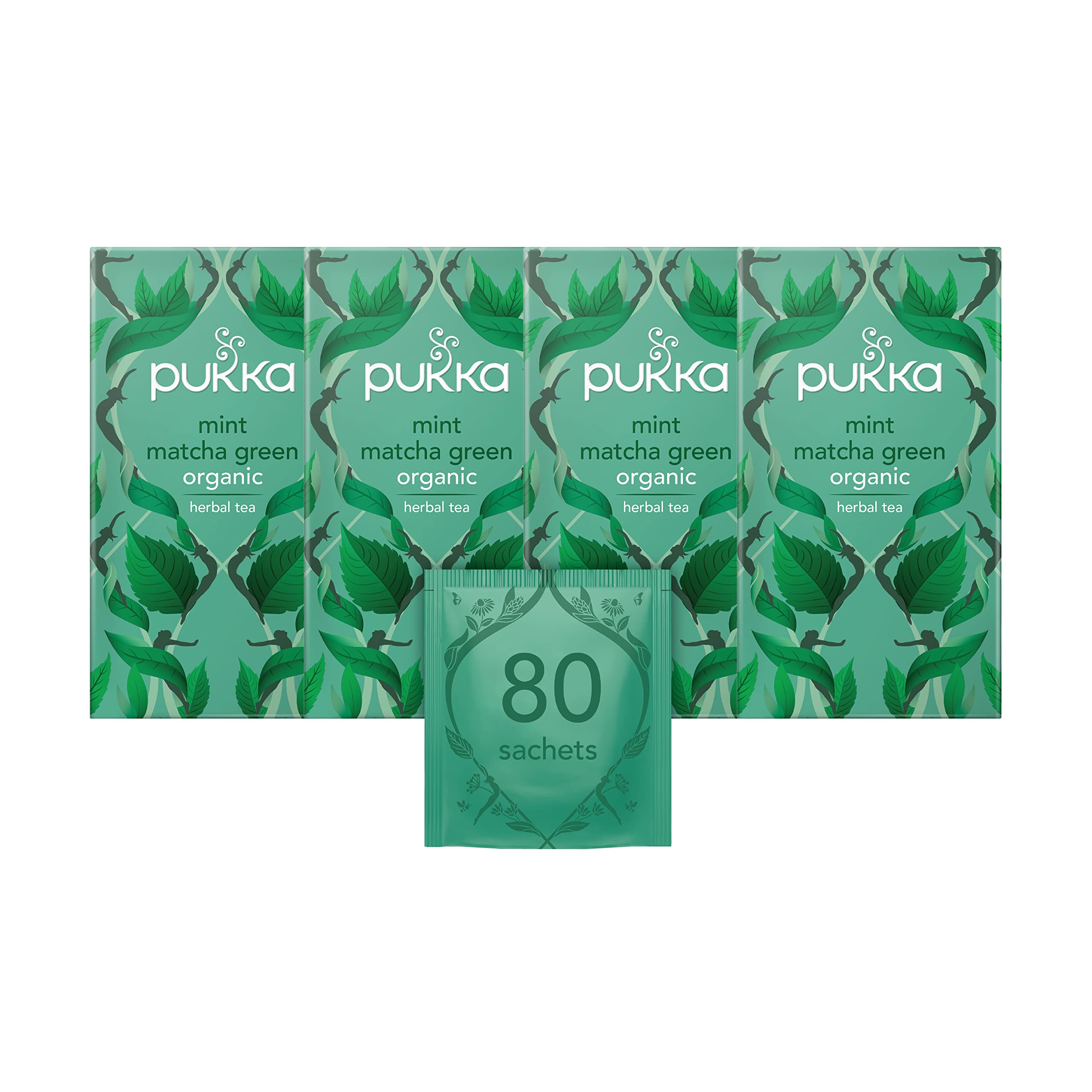 Pukka Herbs Mint Matcha Green Organic Herbal Tea - 80 Count (Pack of 4) Teabags