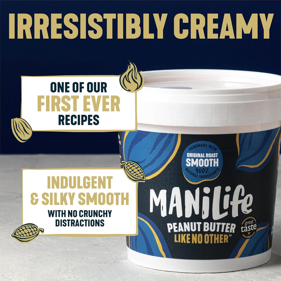 ManiLife Original Roast Smooth Peanut Butter, 900g Tub - Small Batch Vegan