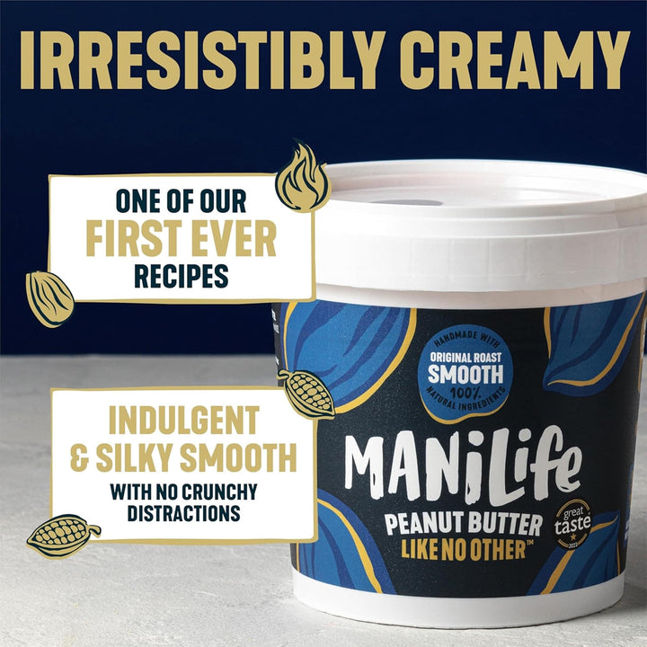 ManiLife Original Roast Smooth Peanut Butter, 900g Tub - Small Batch Vegan