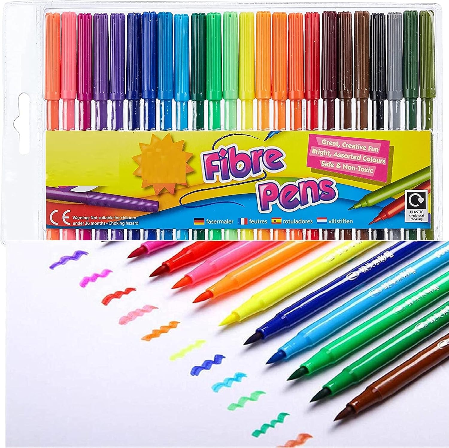 G4GADGET 48 Fine Tip Fiber Coloring Pens - Vibrant Water-Based Art Markers for Kids and Adults 1