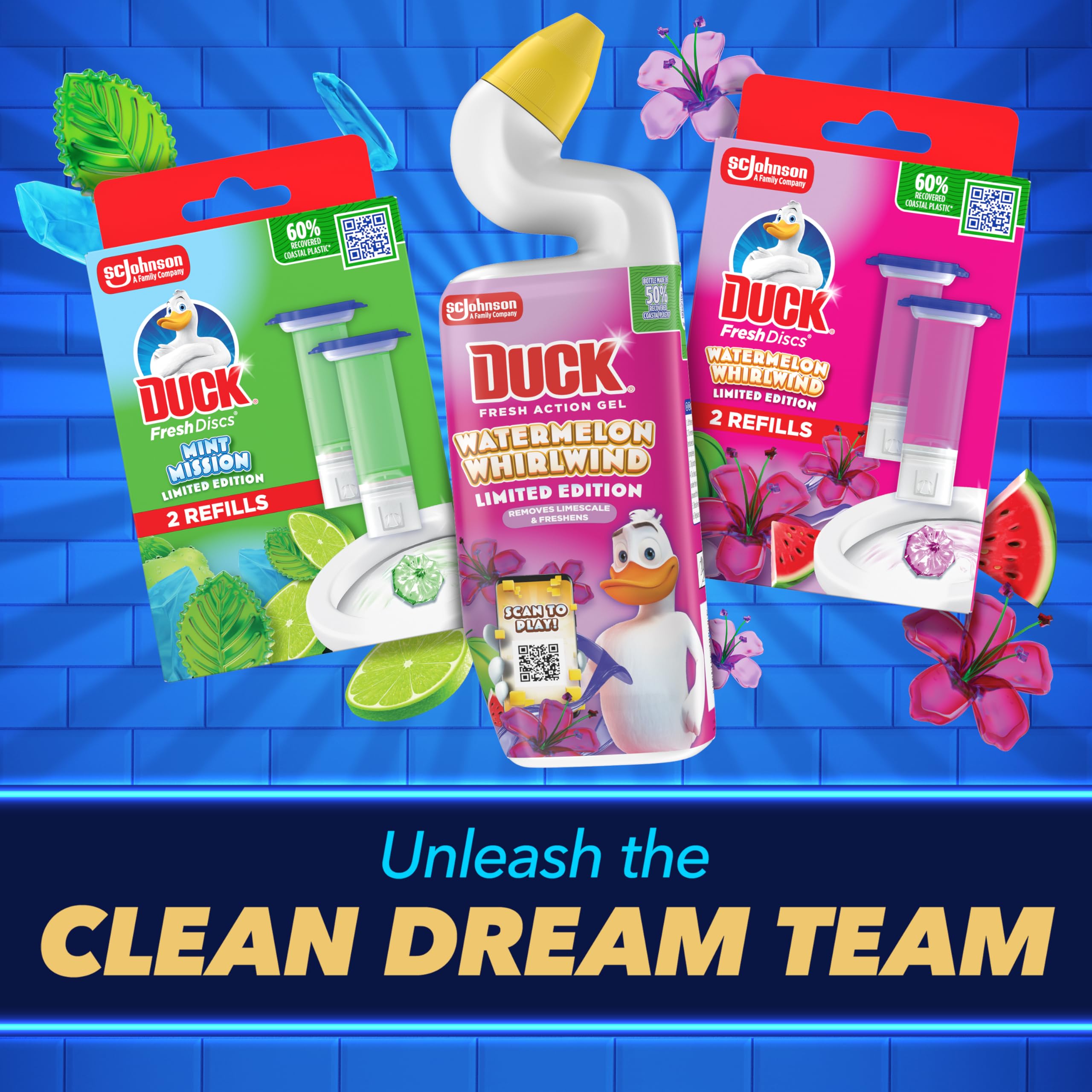 DUCK Colouring Toilet Rim Block - Mint Mission Scent | Anti-Limescale | Colors Water Turquoise 6