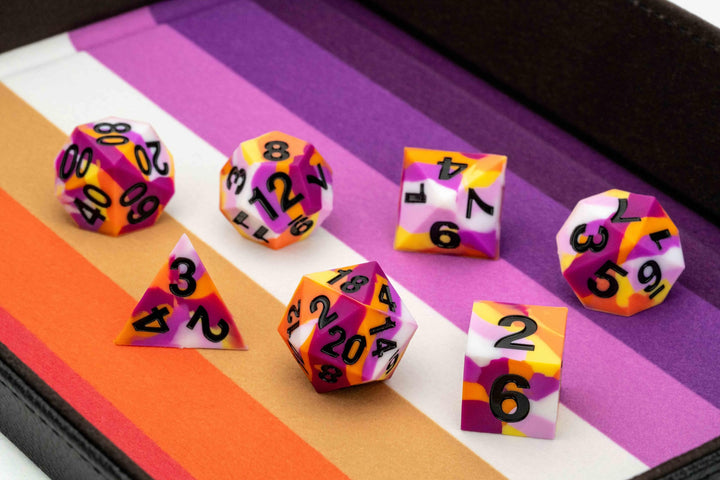 Metallic Dice Games FanRoll 16mm Pride Sharp Edge Silicone Rubber Polyhedral Dice Set