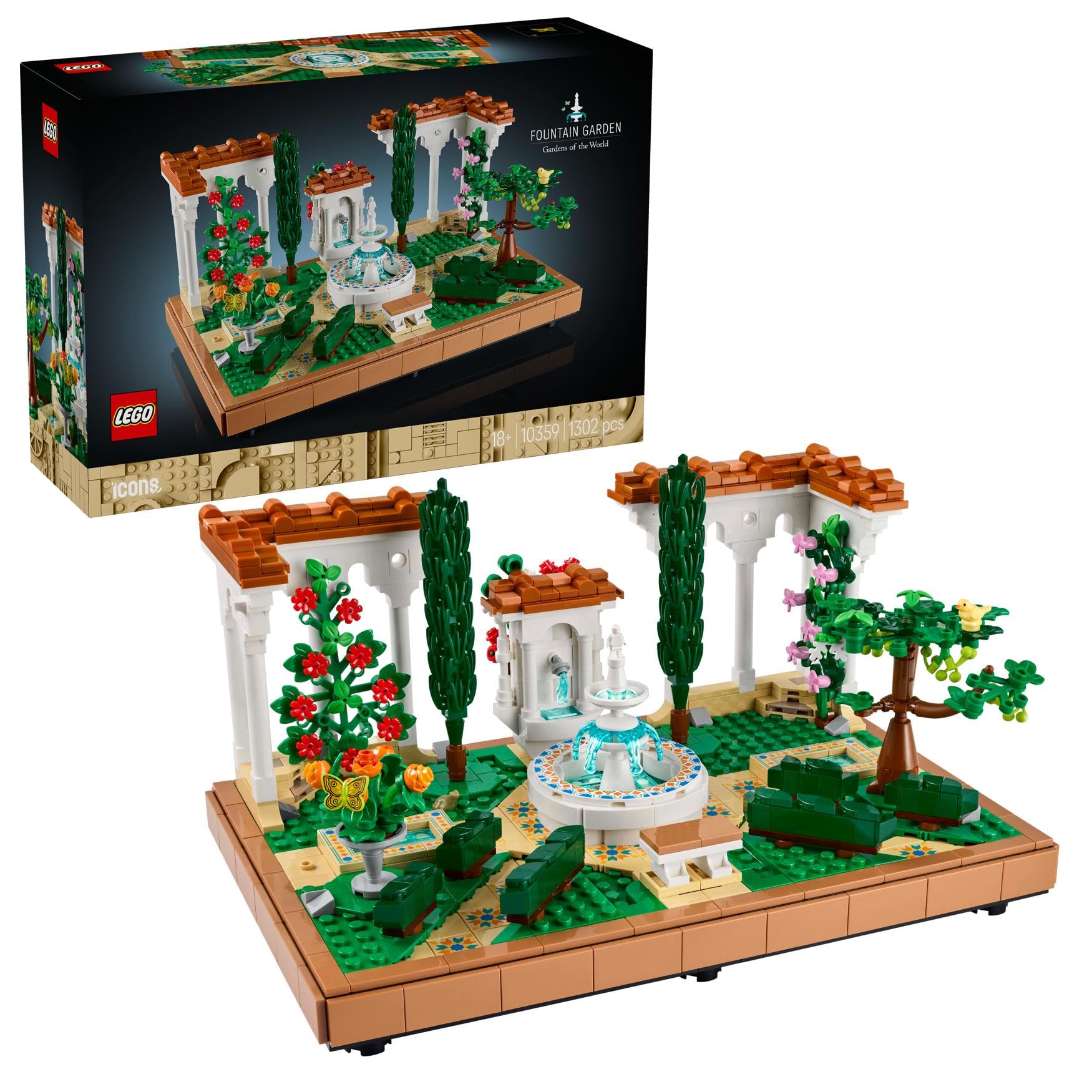 LEGO Icons Fountain Garden Building Set 10359 - Adult Decor Model Kit | Reconfigurable Display