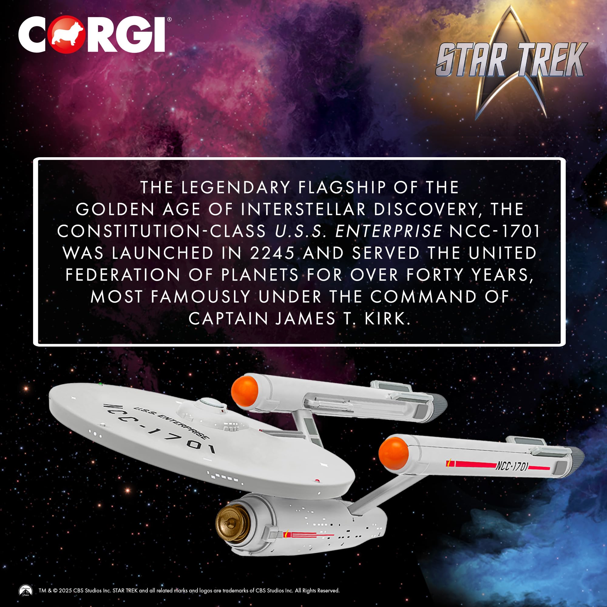 Corgi Diecast USS Enterprise NCC-1701 Star Trek Model - Collectible Spacecraft Toy for Adults 8