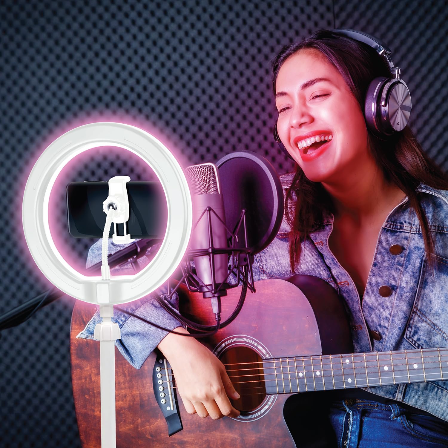 Studio Creator Video Maker Kit – White Edition | LED Ring Light, Green Screen, Tripod & Phone Holder 12