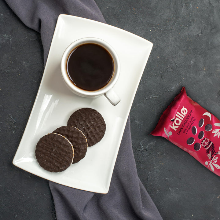 Kallo Dark Chocolate Mini Rice Cakes - Gluten Free Snack, 9 x 84g