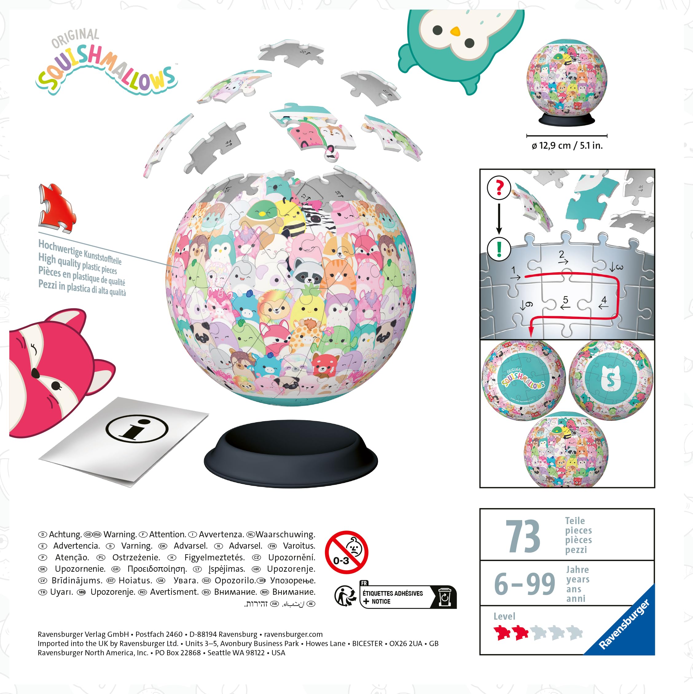 Ravensburger Squishmallows 72-Piece 3D Jigsaw Puzzle Ball for Kids Age 6 and Up 5