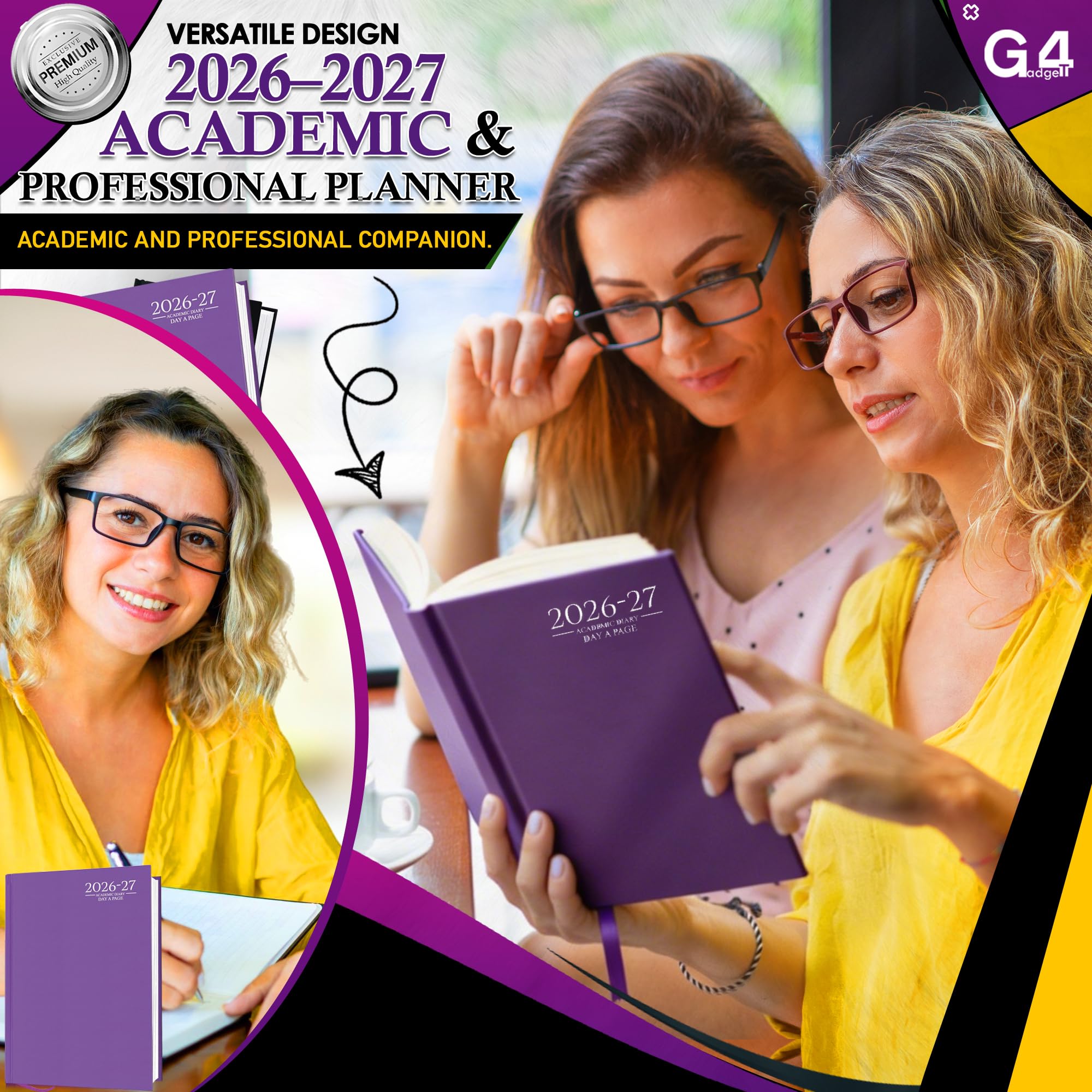 G4GADGET 2026-2027 Academic Diary - A4 Day A Page | Purple Hardback | August 2026 - July 2027 4