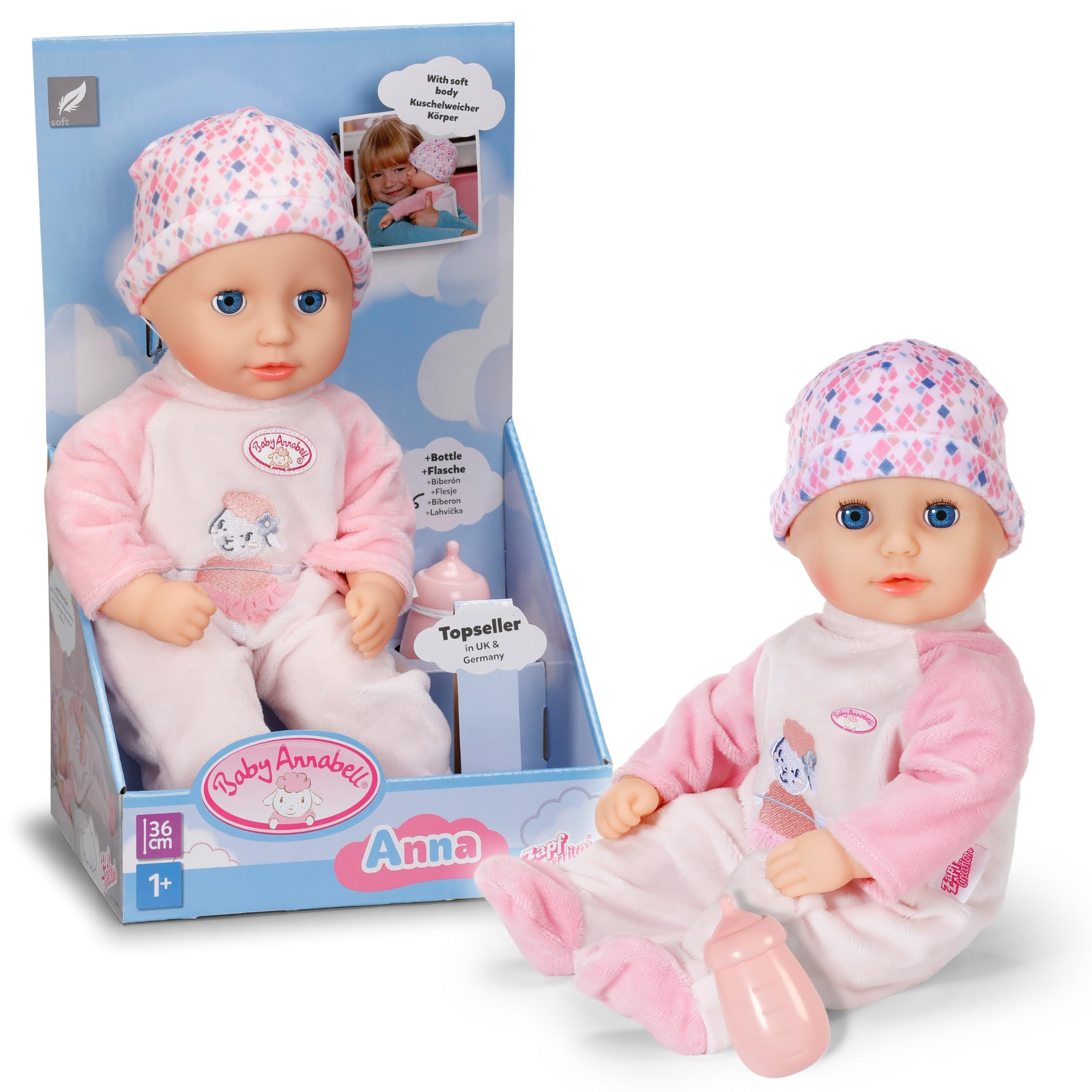 Baby Annabell Anna Rose - 36 cm Soft Baby Doll for Toddlers with Pink Romper & Sleeping Eyes