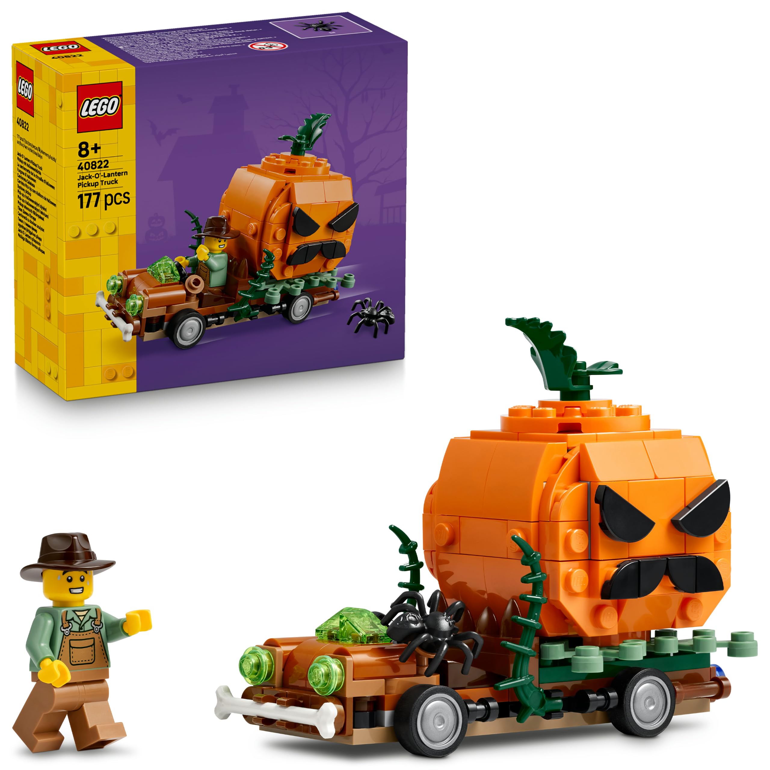 LEGO Jack-O'-Lantern Pickup Truck Building Set - Halloween Decoration | Ages 8+ | 40822