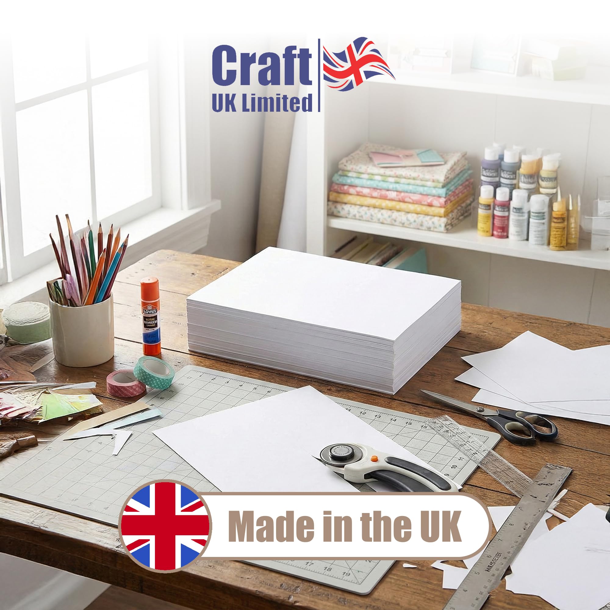 Craft UK W121 Hammered Card Stock - White | A4 | 300 gsm | 100 Sheets 2