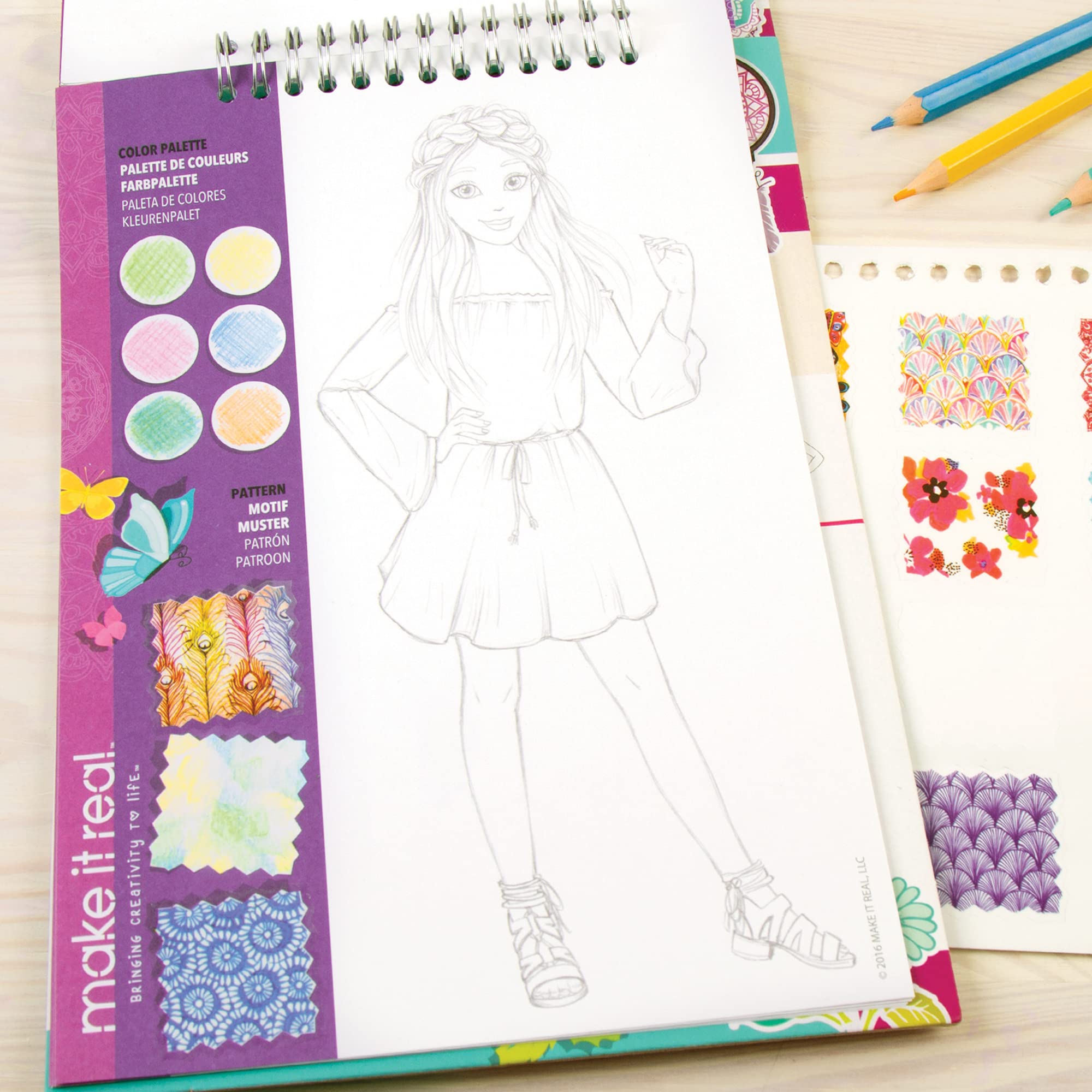 Make It Real Fashion Design Sketchbook: Blooming Creativity | Includes Stencils, Puffy Stickers, Foil Stickers | Ages 6+ 5