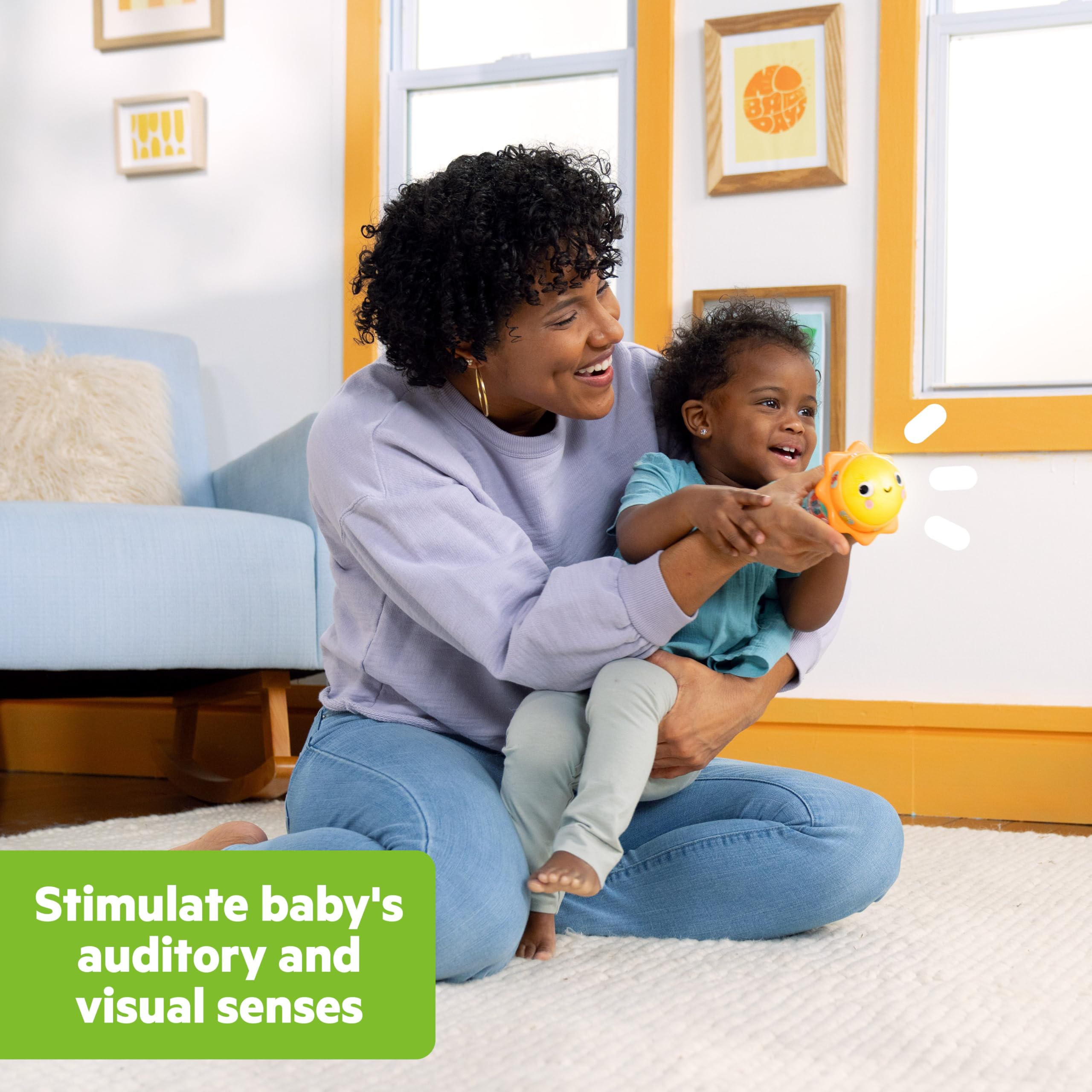 Bright Starts Just for Sun Flashlight Toy - Lights, Animal Sounds & Rattle Beads for Babies 6M+ 12