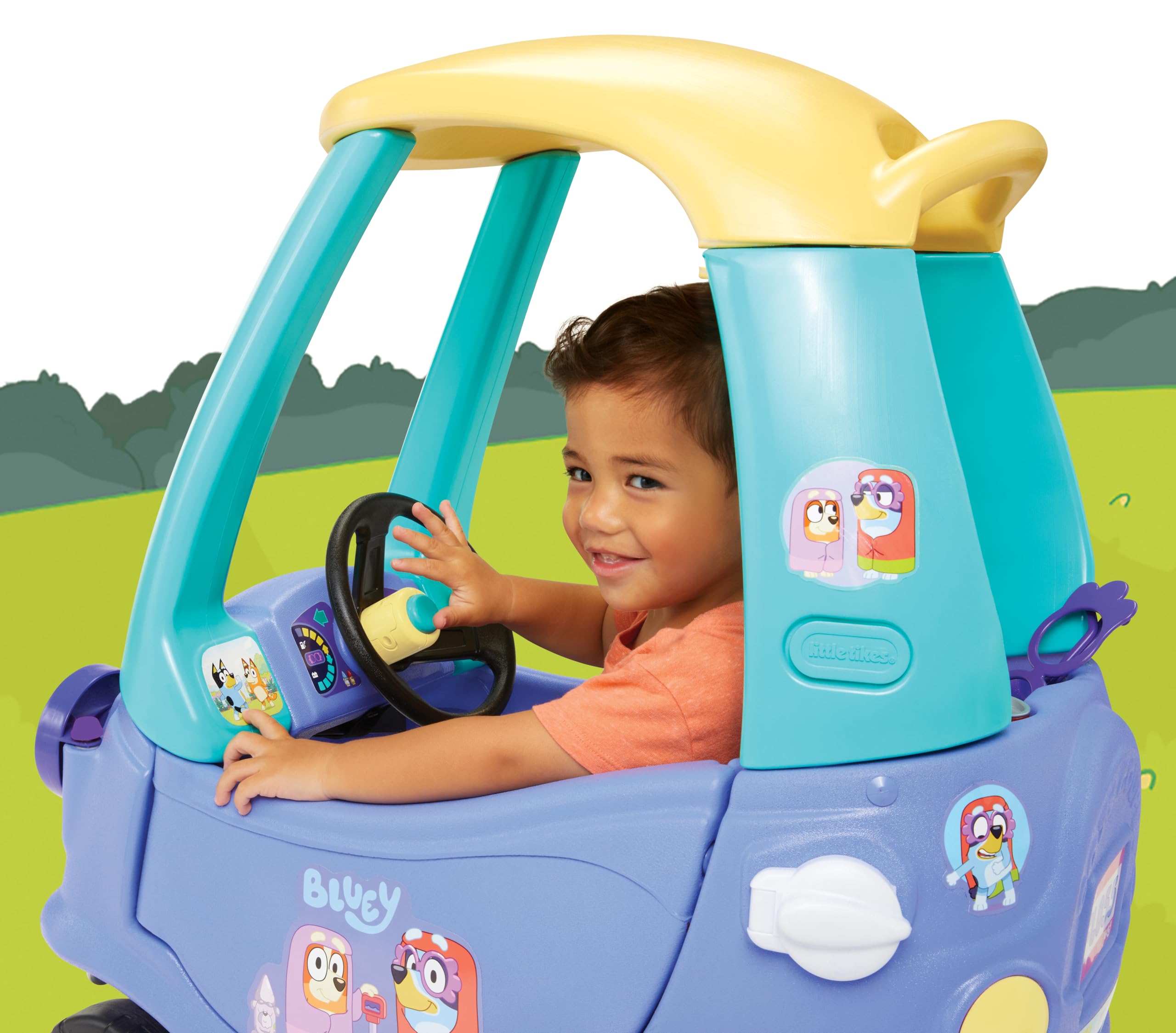 little tikes Bluey Grannies Car Coupe with 2 Accessories | Ages 3-5 | Foot-to-Floor Ride-On 9