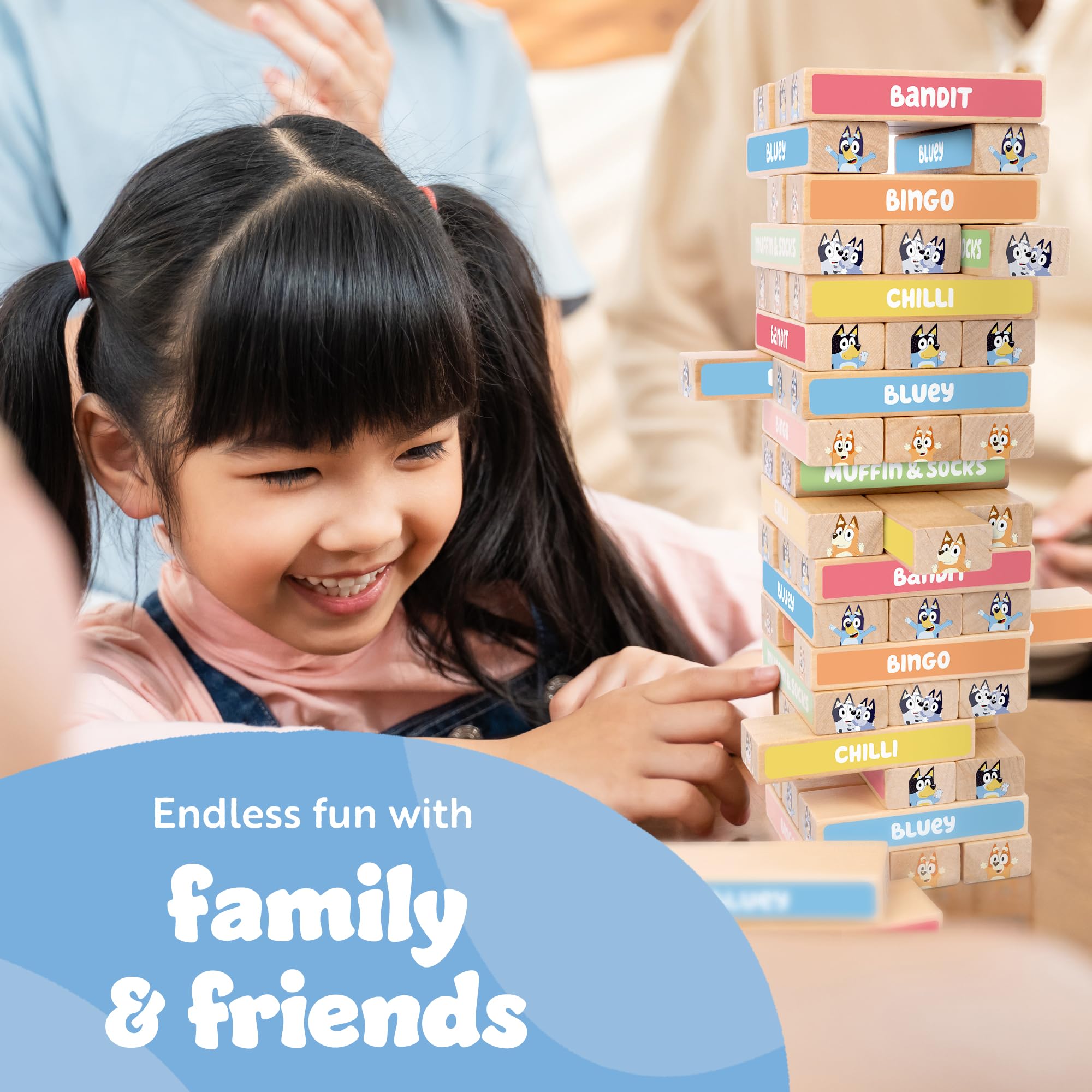 Bluey - Tumbling Tower Game 54 FSC-Certified Wooden Blocks 5