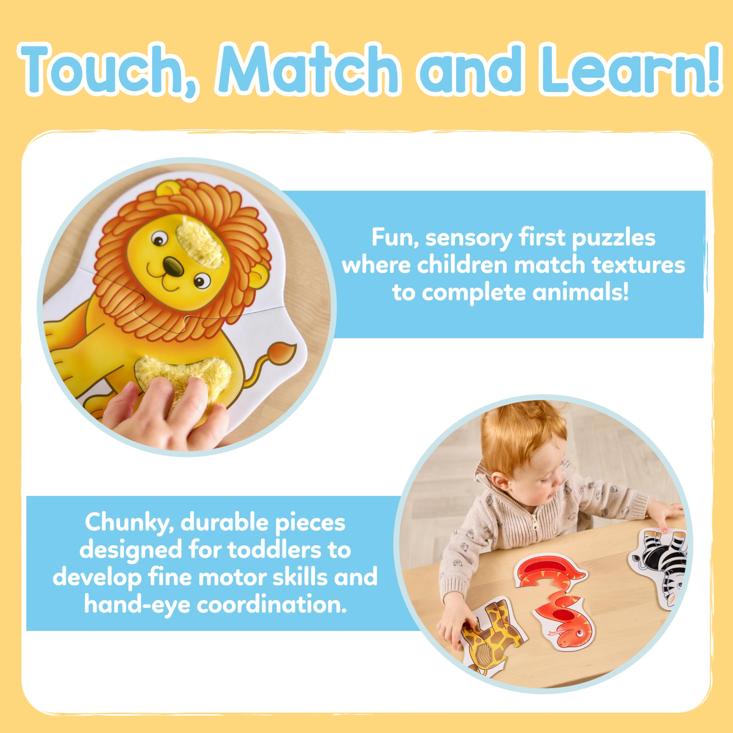 Orchard Toys Match and Feel Jungle Puzzles - Textured Sensory Play | 18 Months+ | 6 Puzzles
