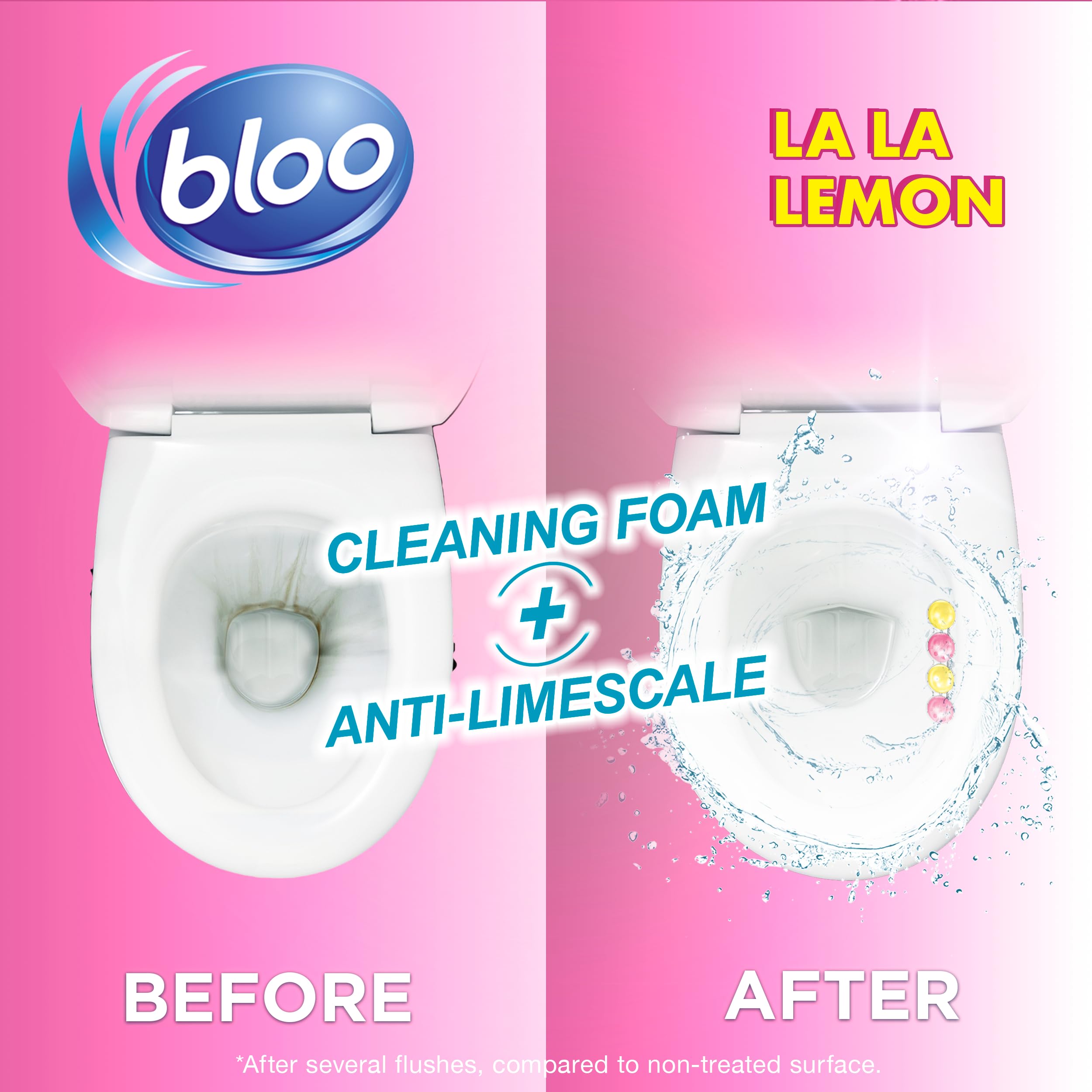 Bloo La La Lemon Toilet Rim Block (50g) - Lemon & Magnolia Scent with 4-Function Formula 5
