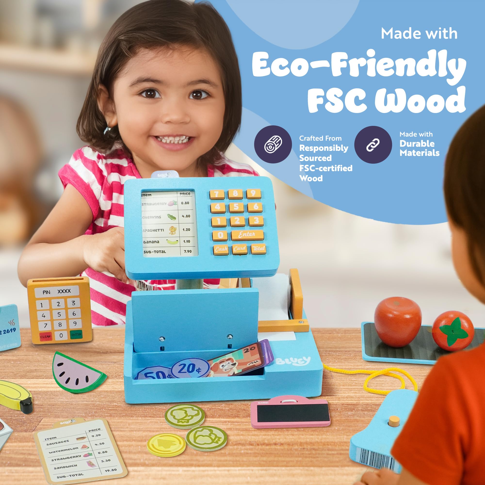 Bluey Cash Register - 32-Piece Pretend Play Checkout Toy with Sounds & Scanner 11