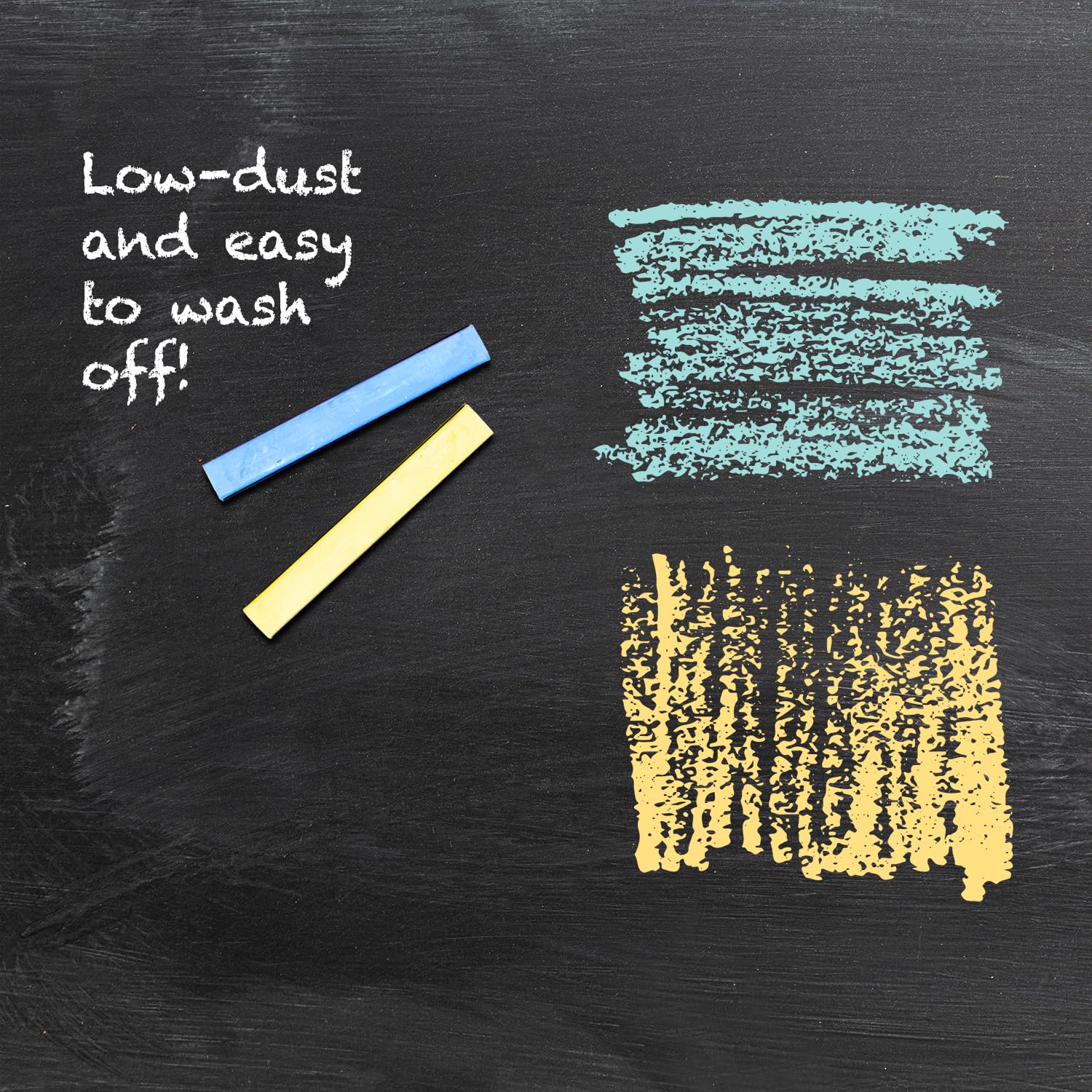 Westcott Colourful Chalk Pack of 12 | 1.2 cm Diameter | Low Dust | Washable 3
