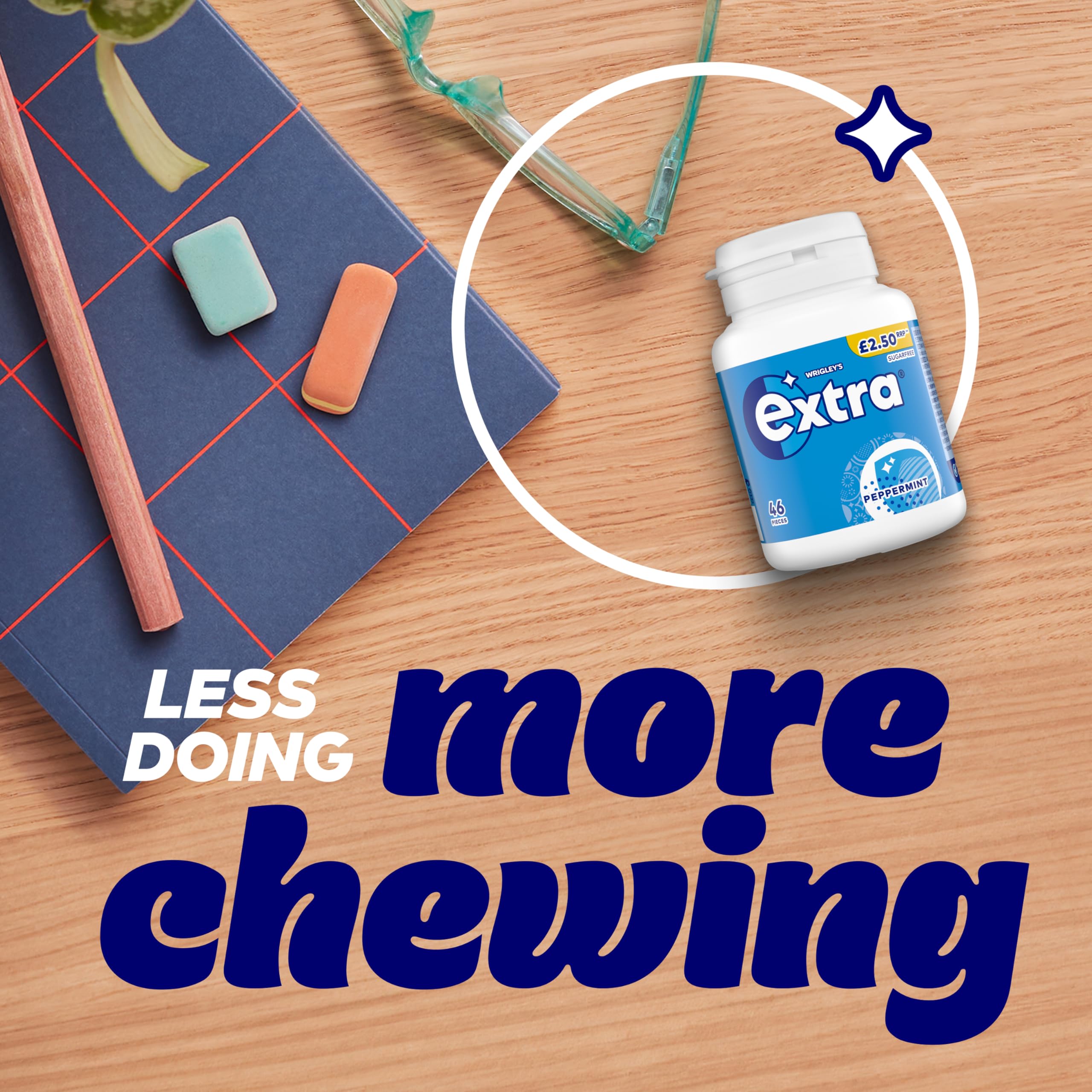 Extra Peppermint Sugar Free Chewing Gum Bottle - 46 Pieces | Xylitol Formula 3